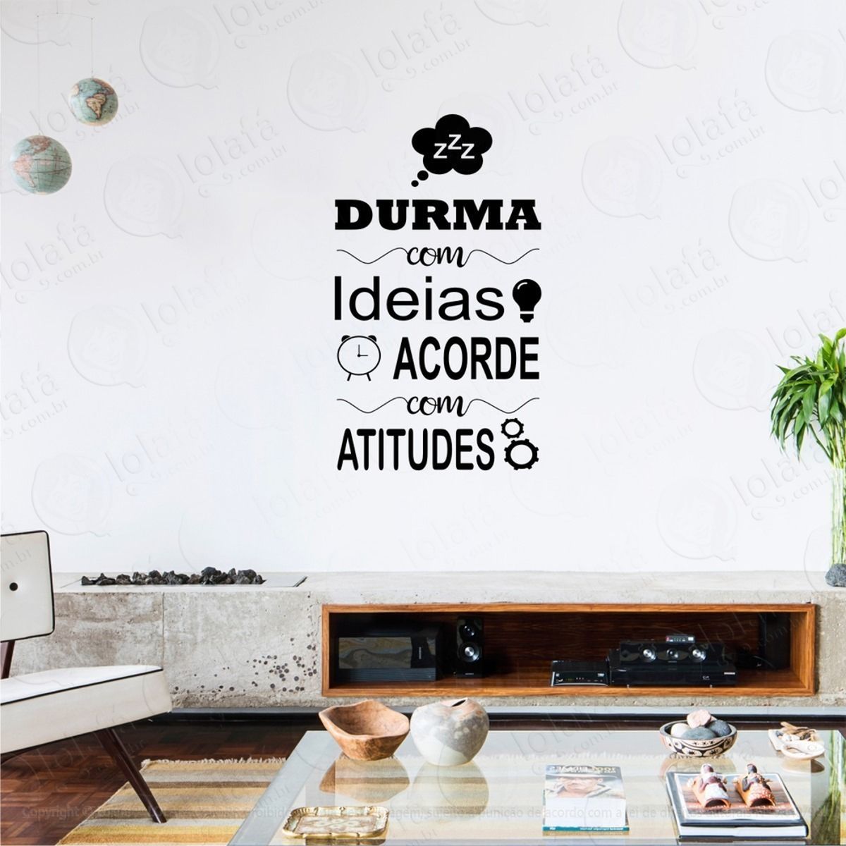 Adesivo Parede Frase Durma Com Ideias Acorde Com Atitudes Mod:868