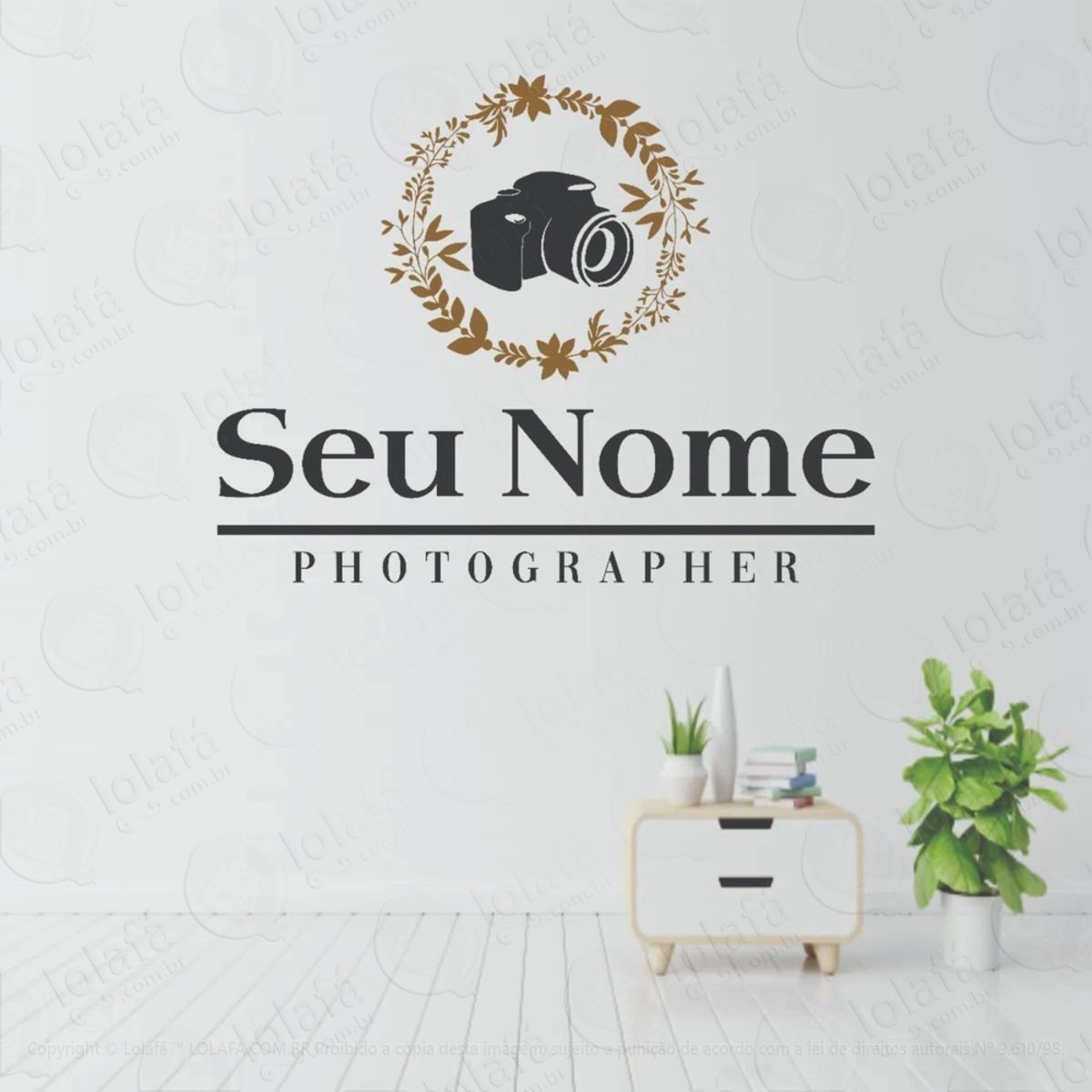 Adesivo De Parede Personalizado Nome Fotógrafo Profissões Mod:875
