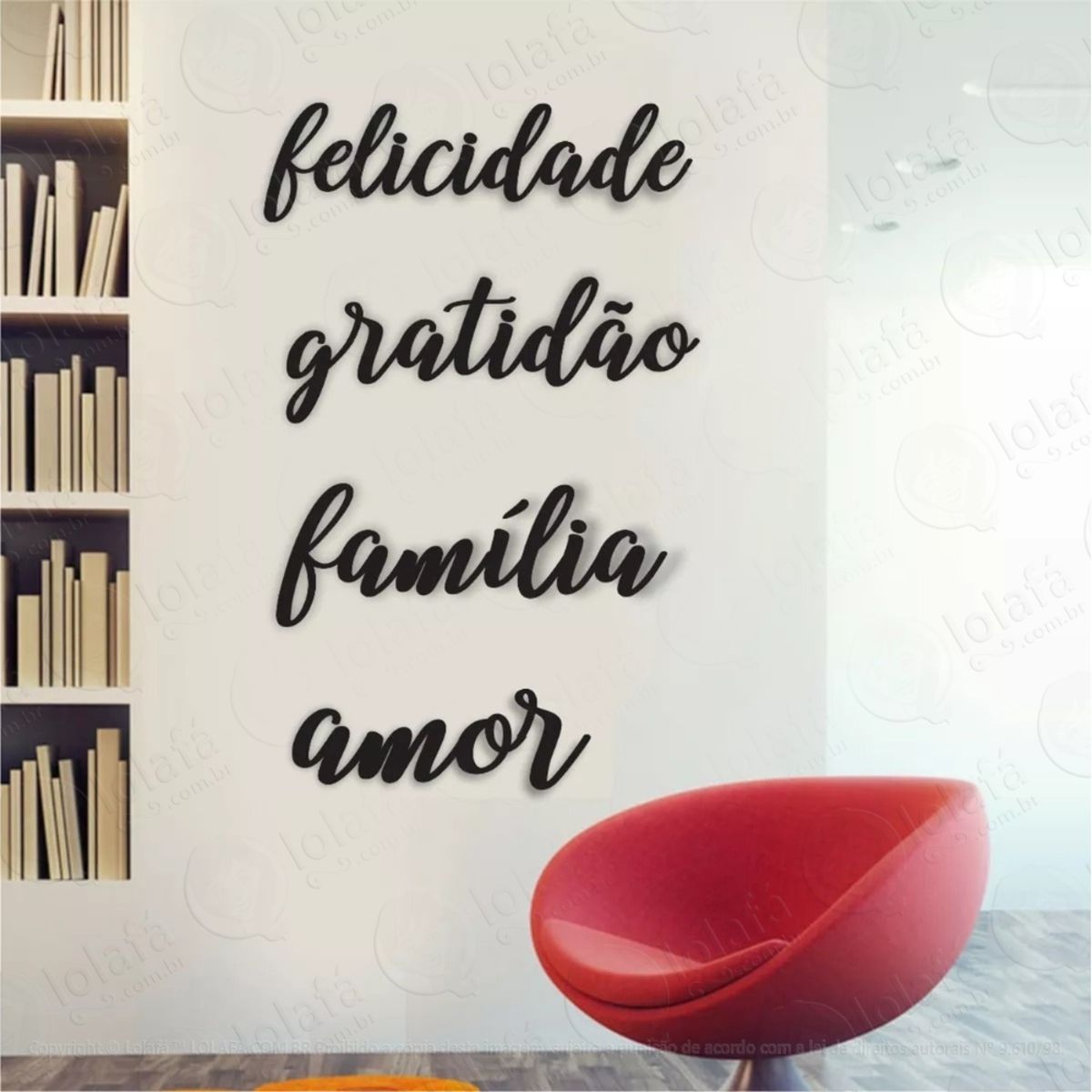 Kit Adesivos Palavras Felicidade Gratidão Família Amor Mod:878