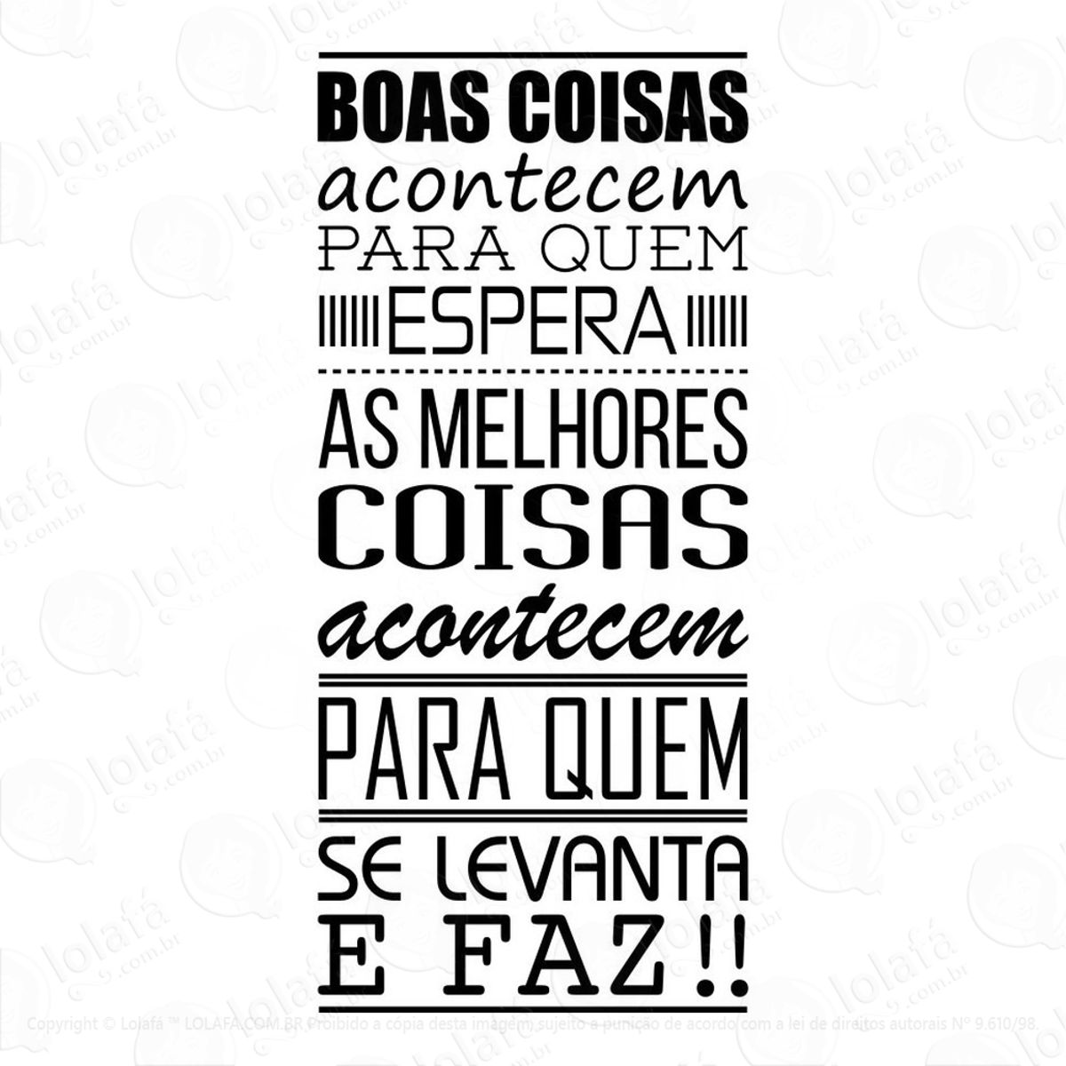 Adesivos Decorativo De Parede Frase Boas Coisas Otimismo Mod:879