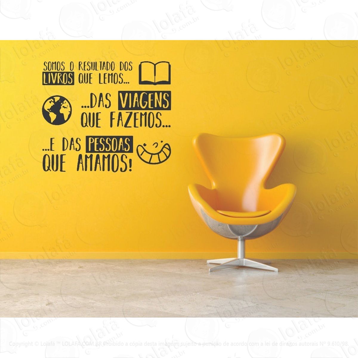 Adesivo Decorativo De Parede Sala Frase Livro Viagem Sala Mod:881