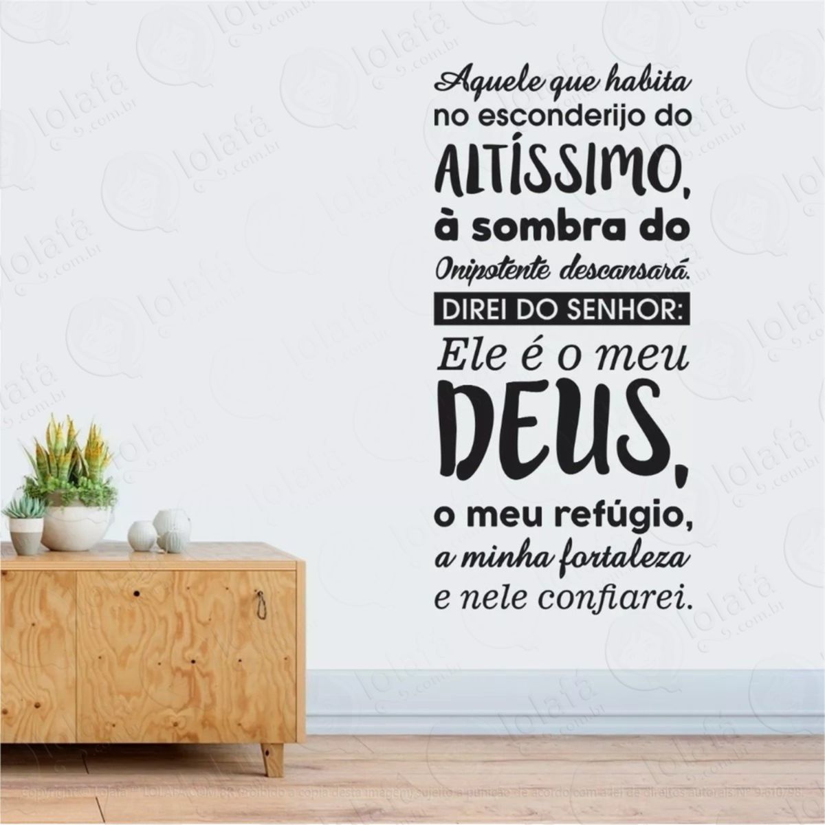 Adesivo Parede Religioso Fé Salmos 91 Aquele Que Habita Mod:906