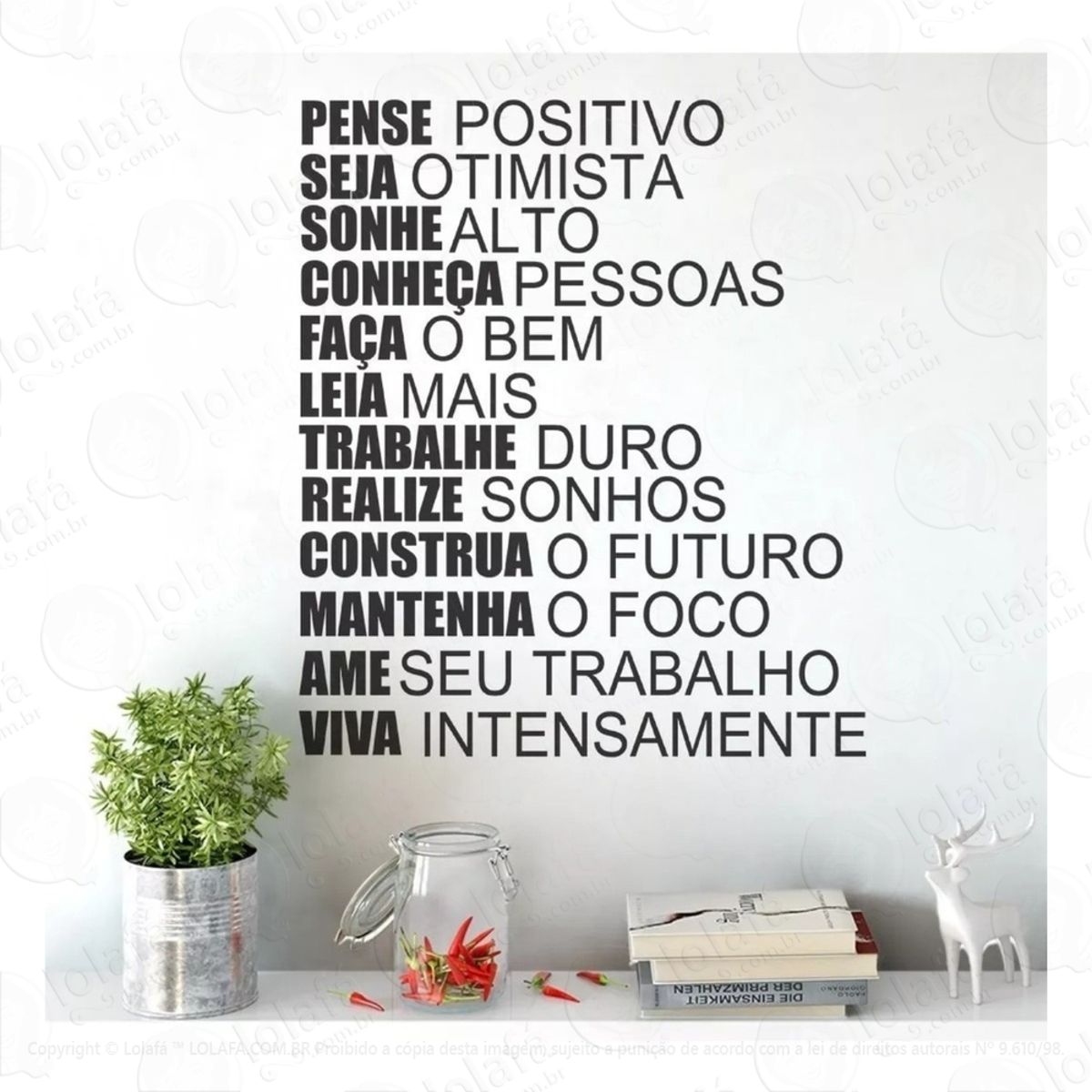Adesivo Decorativo Parede Pense Positivo Viva Intensamente Mod:933