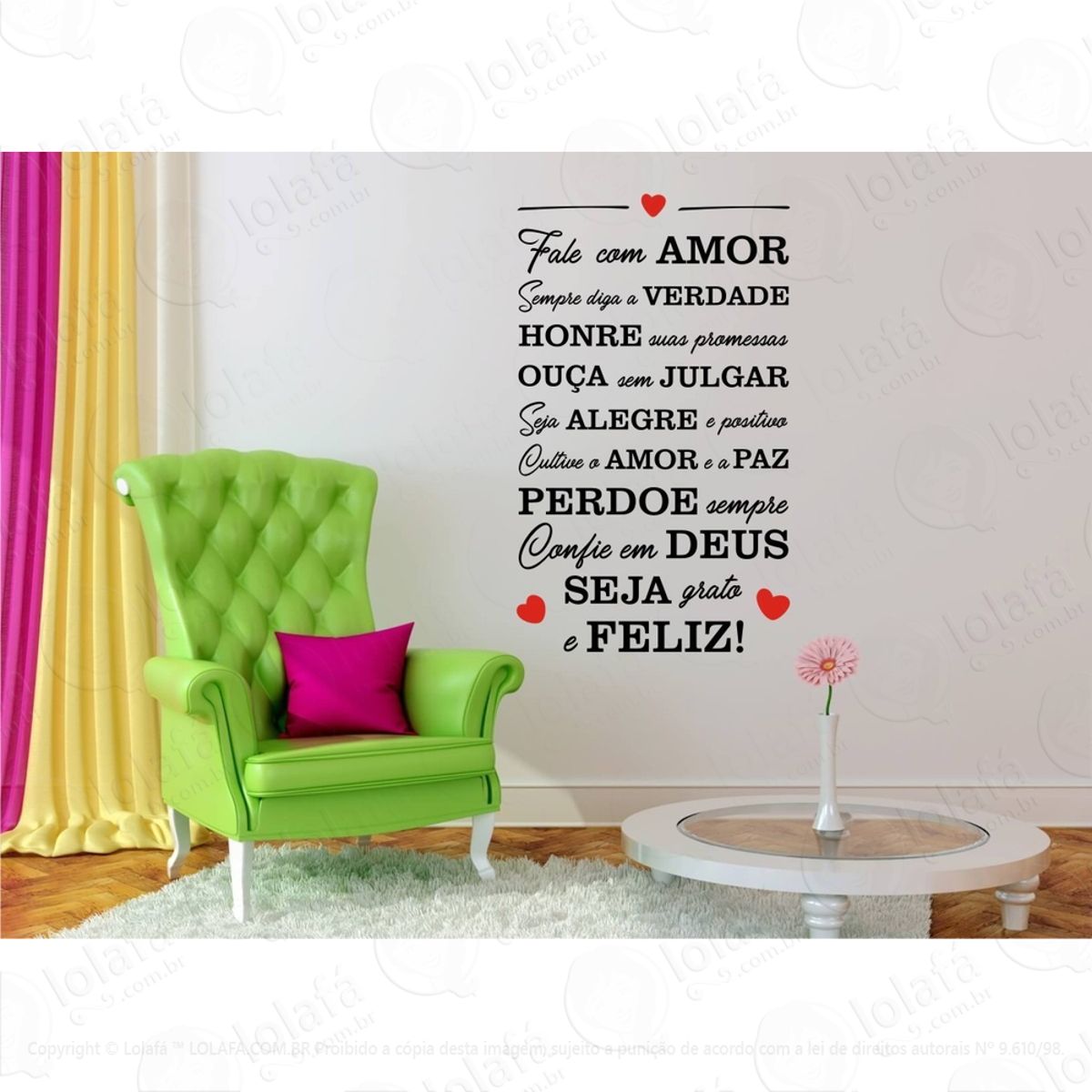 Adesivo Parede Frase Fale Com Amor Honre Ouça Perdoe Feliz Mod:934