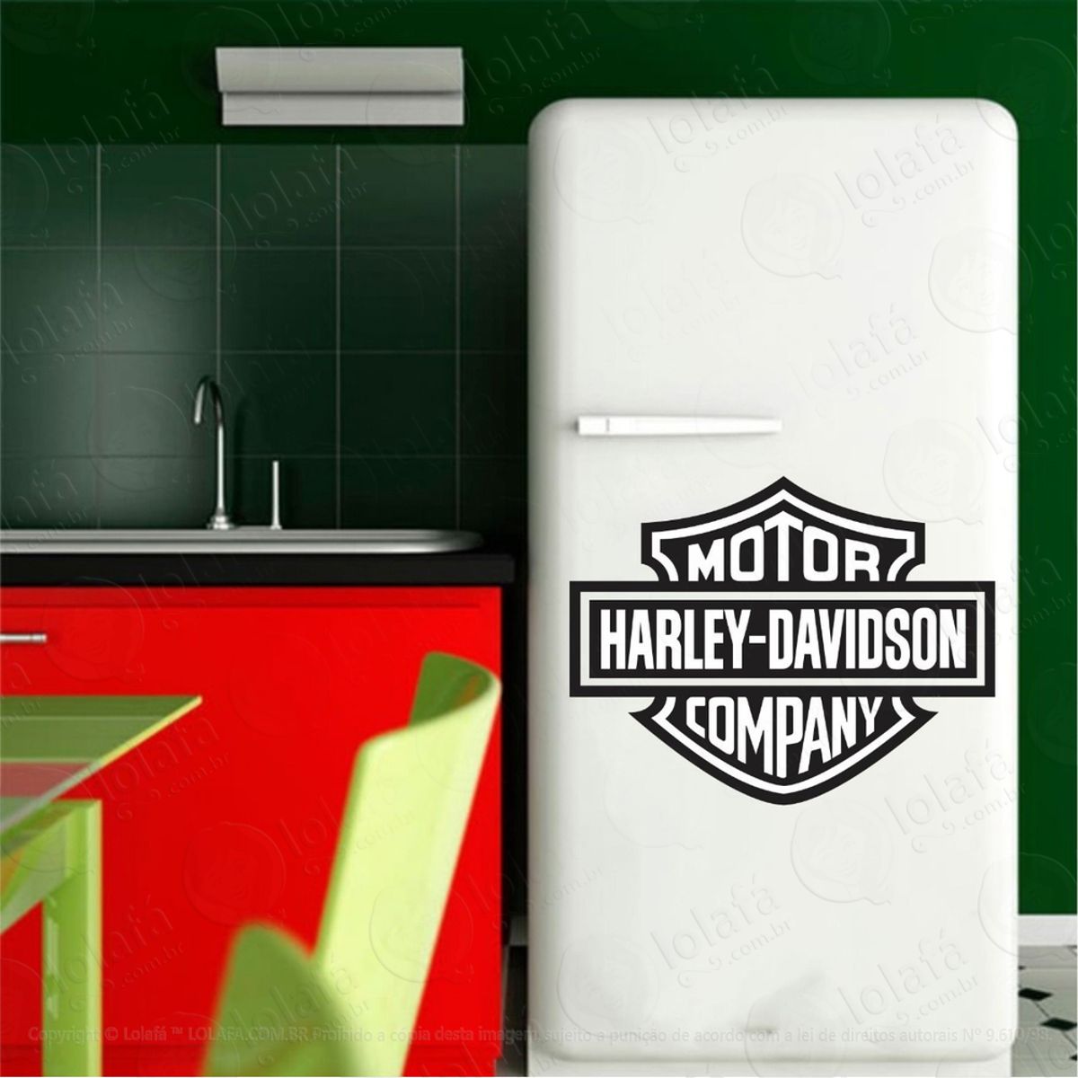 Adesivo Decorativo De Parede Sala Geladeira Harley Davdson Mod:942