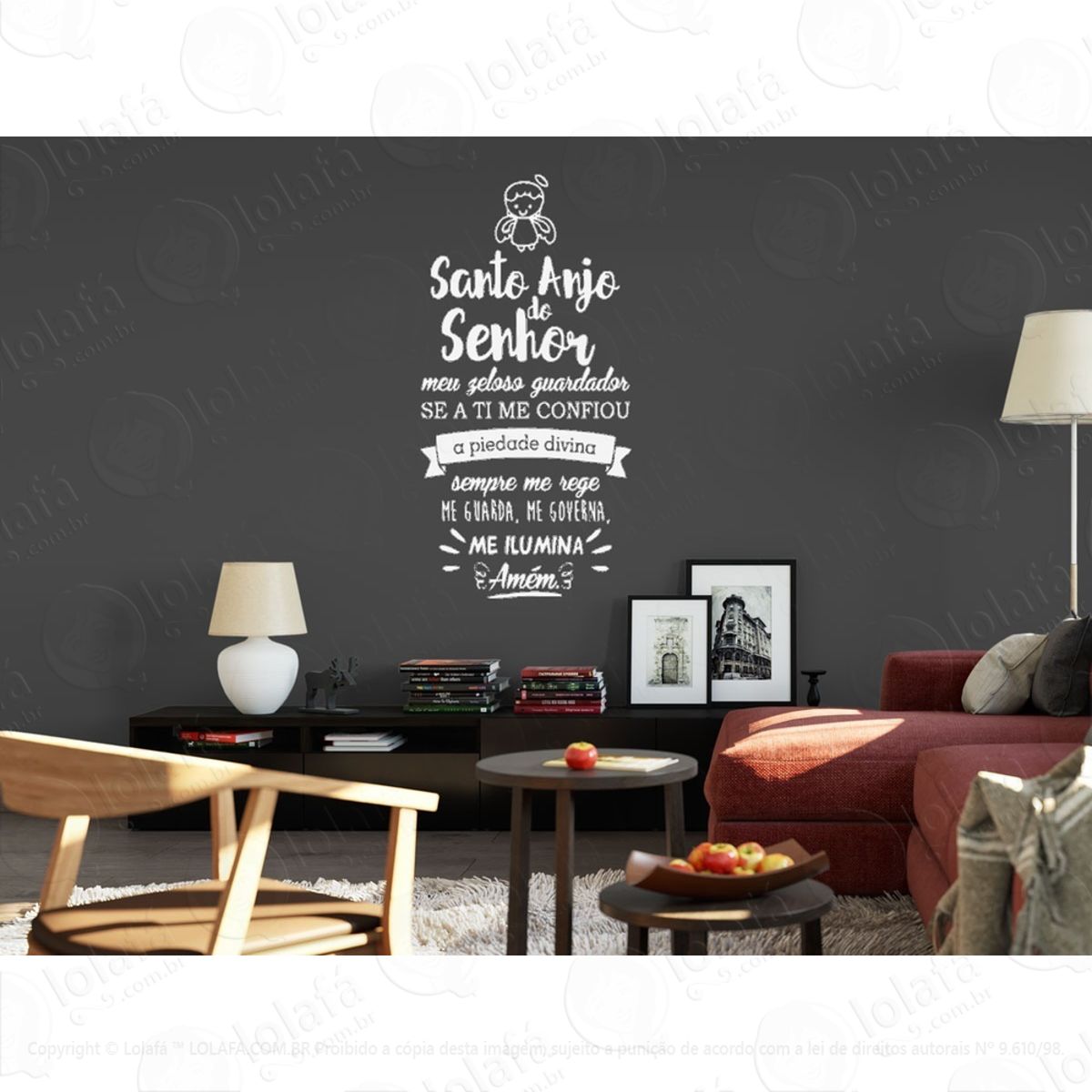 Adesivo Decorativo Frase Oração Santo Anjo Do Senhor Mod:951