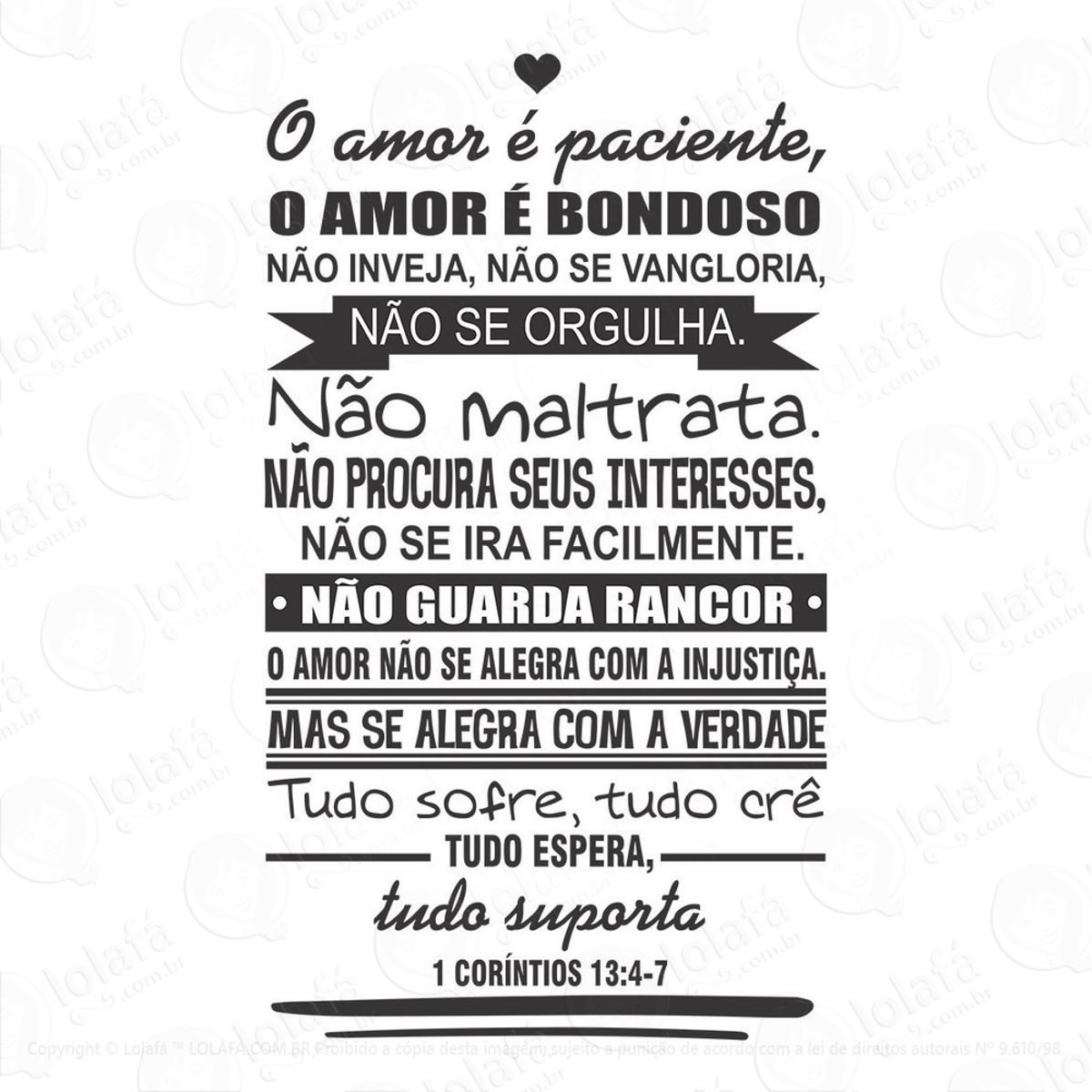 Adesivo De Parede E Geladeira Amor Paciente E Justo Mod:958