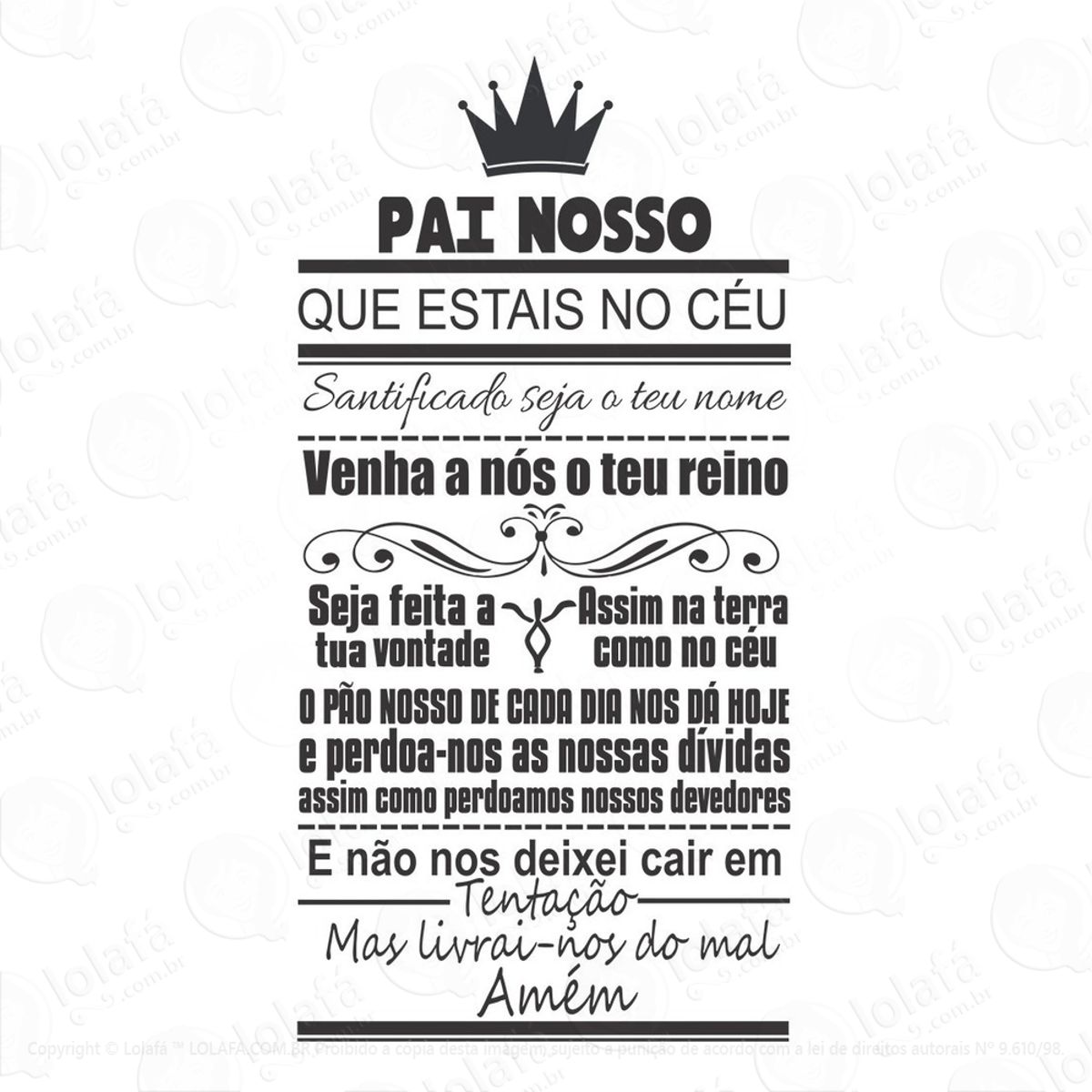 Adesivo Decorativo De Parede Oração Pai Nosso Evangelico Mod:965