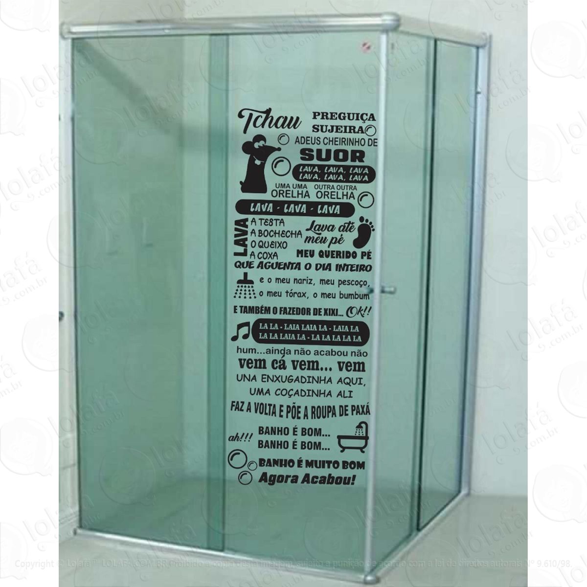 Adesivo Decorativo Banheiro Box Música Ratinho Ratimbum Mod:966