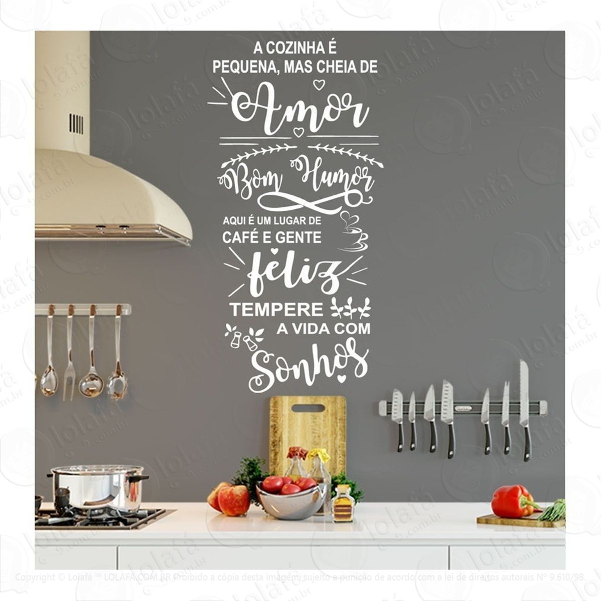 Adesivo Decorativo Frase A Cozinha É Pequena Cheia De Amor Mod:968