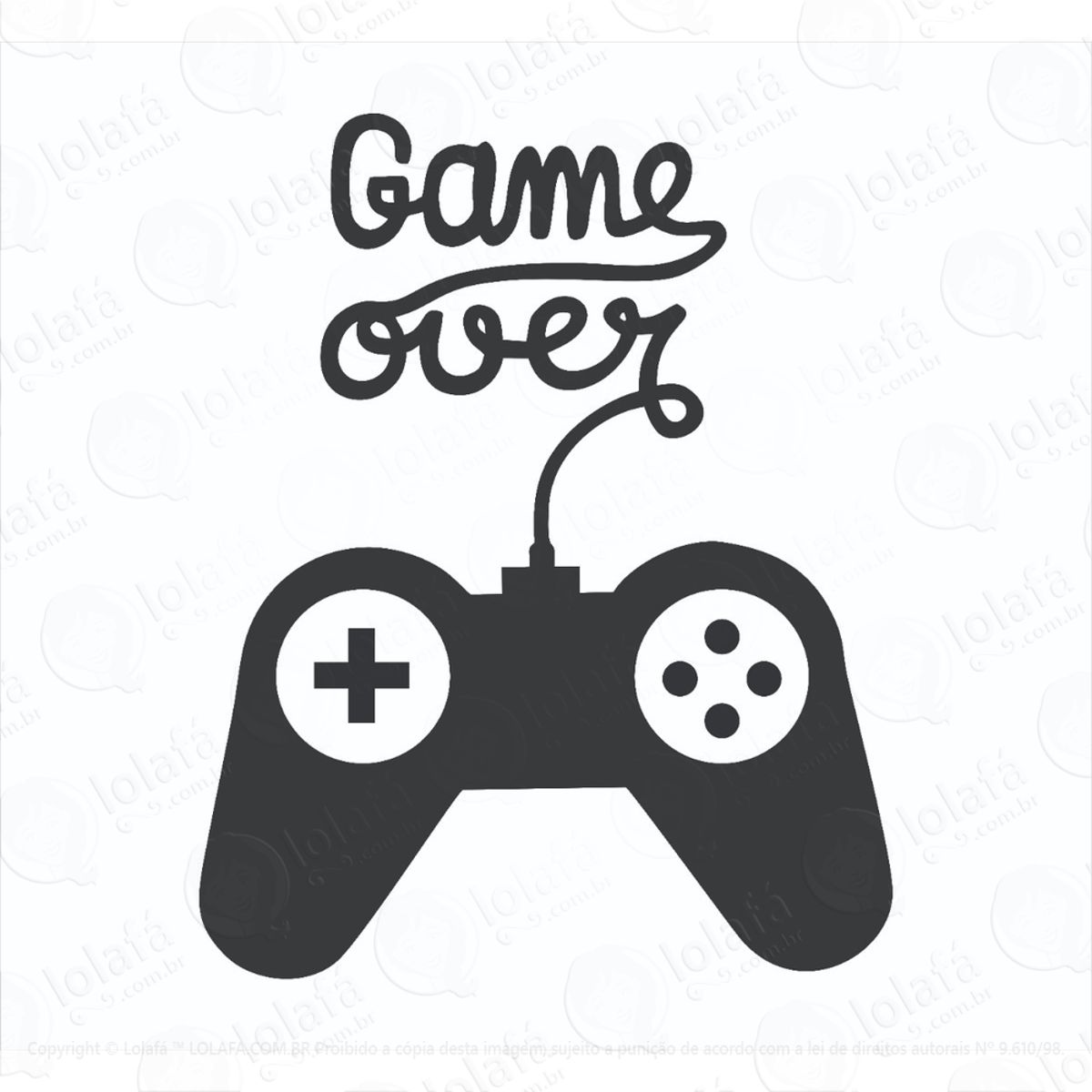 Adesivo Frase Parede Quarto Sala Gamer Controle Game Over Mod:977