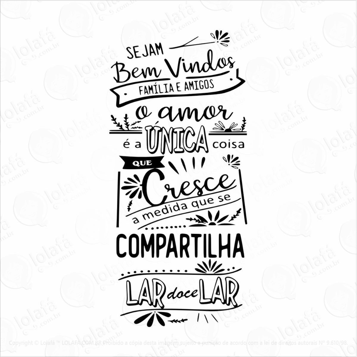 Adesivo Parede Sejam Bem Vindos Família Amigos Amor Mod:995