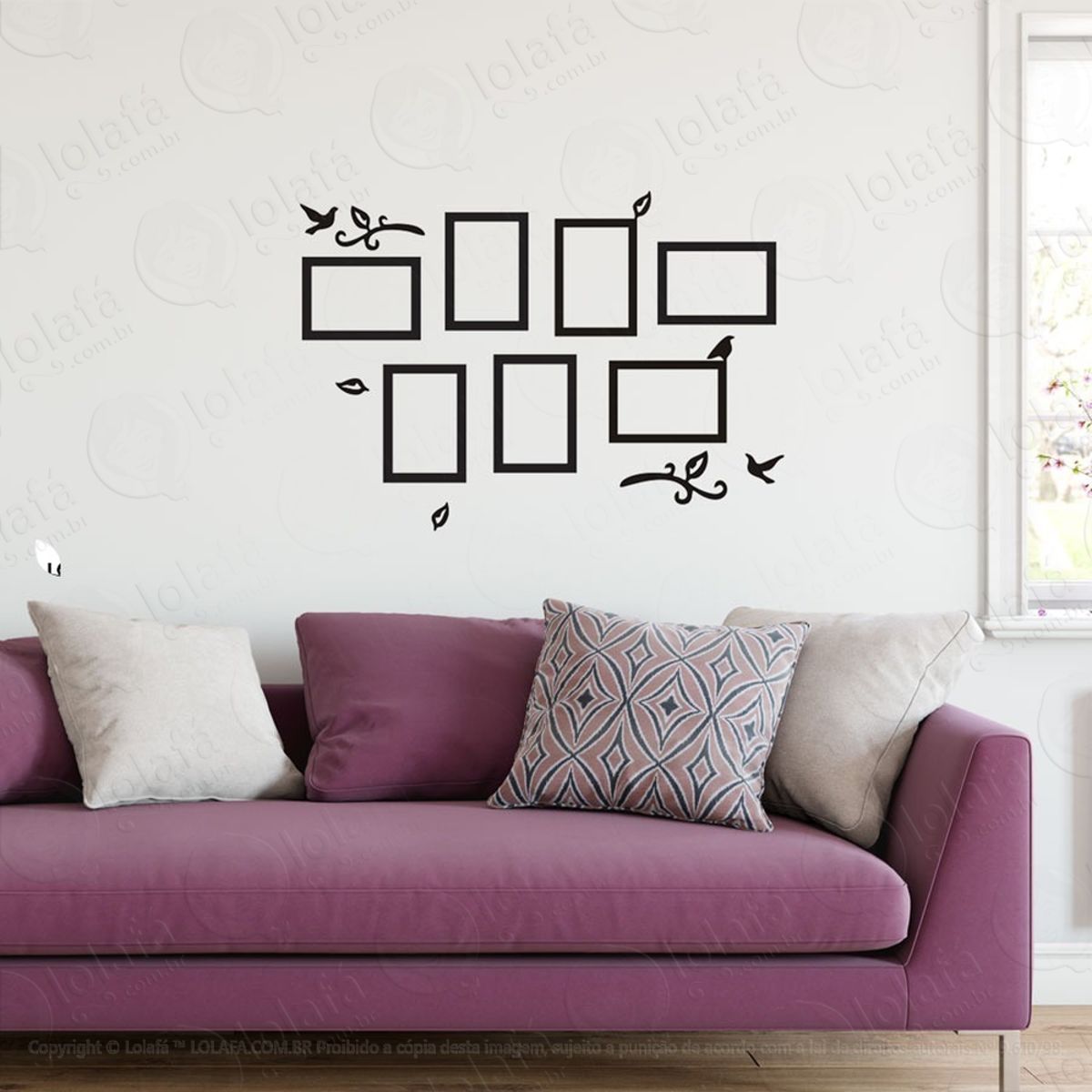 Adesivo Decorativo Porta Retrato Com Galhos E Pássaros Mod:1016