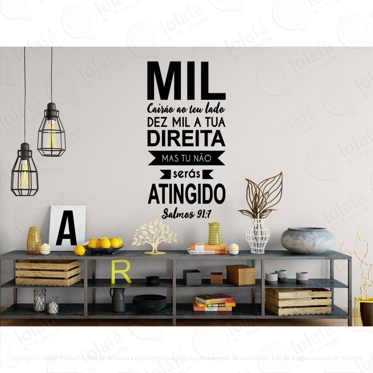 Adesivo Decorativo Frase Salmos Mil Cairão Ao Teu Lado Mod:1028