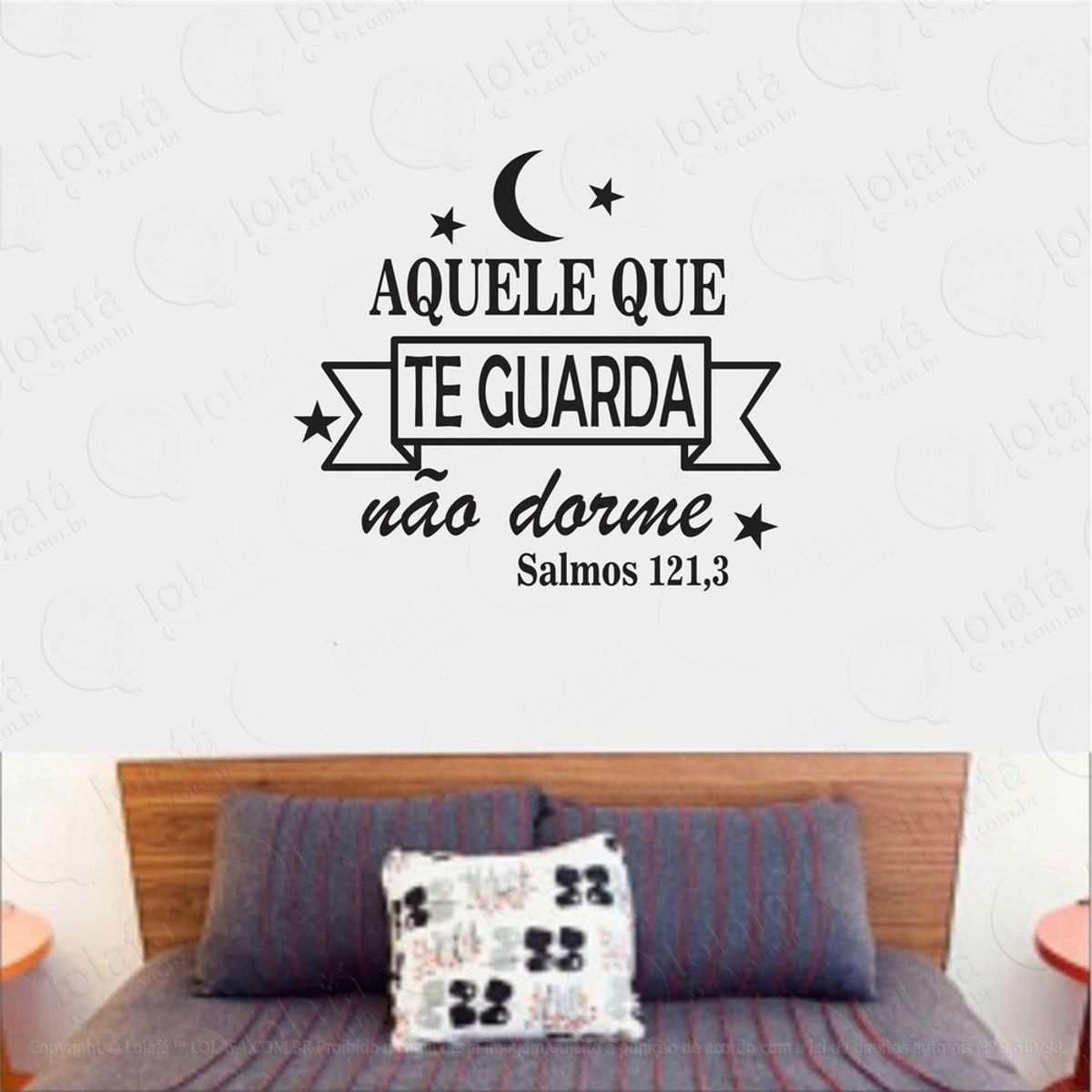 Adesivo Parede Frase Aquele Que Deus Guarda Não Dorme Mod:1046