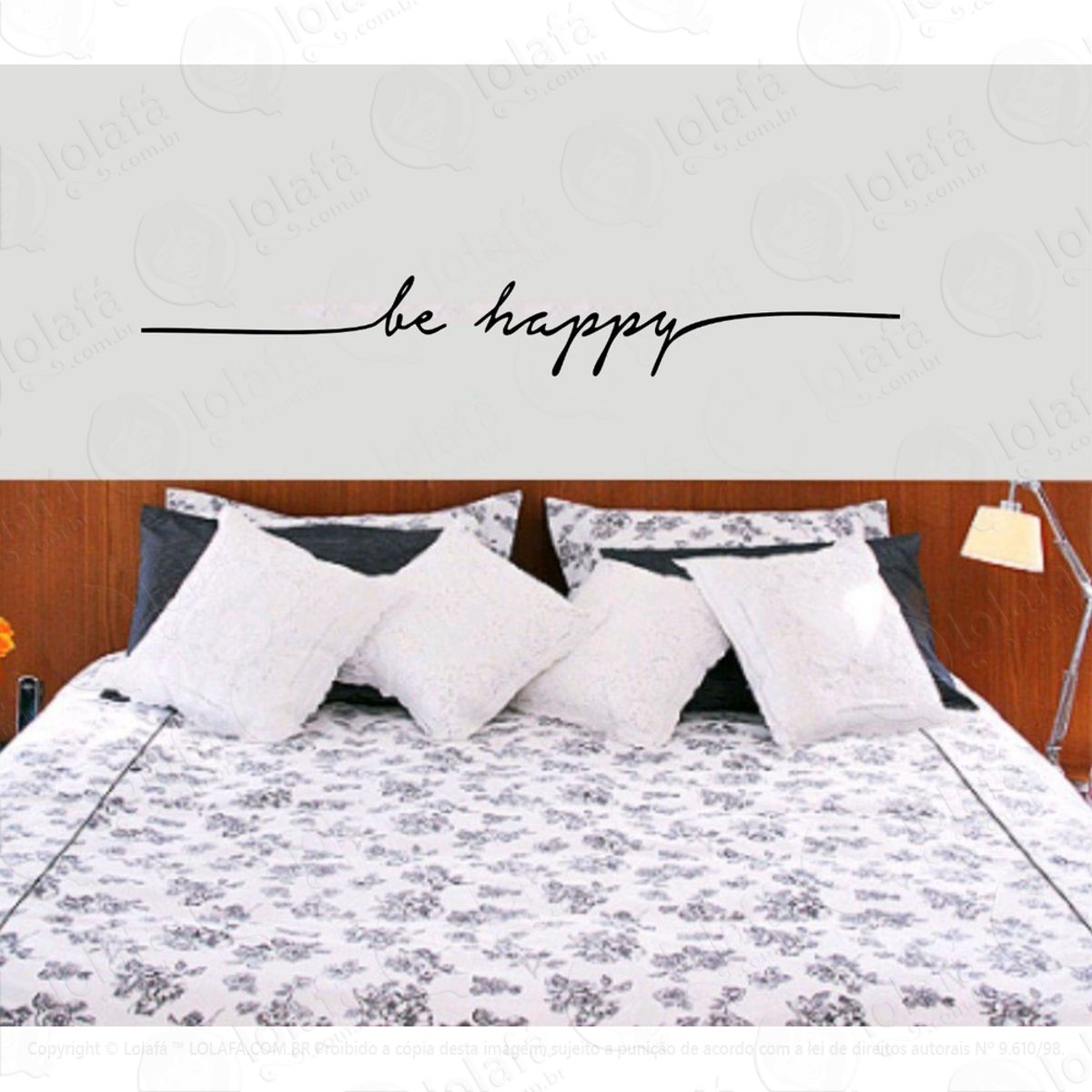 Adesivos Decorativo Frases Be Happy Barato Promoção Mod:1048