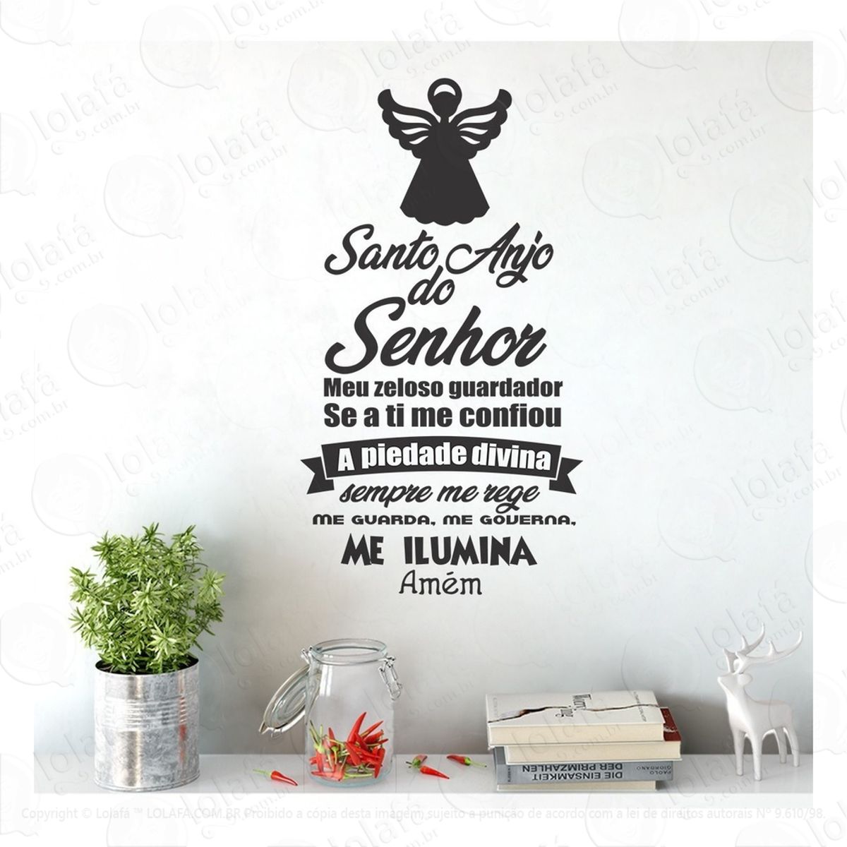 Adesivo De Parede Oração Santo Anjo Do Senhor Mod:1060