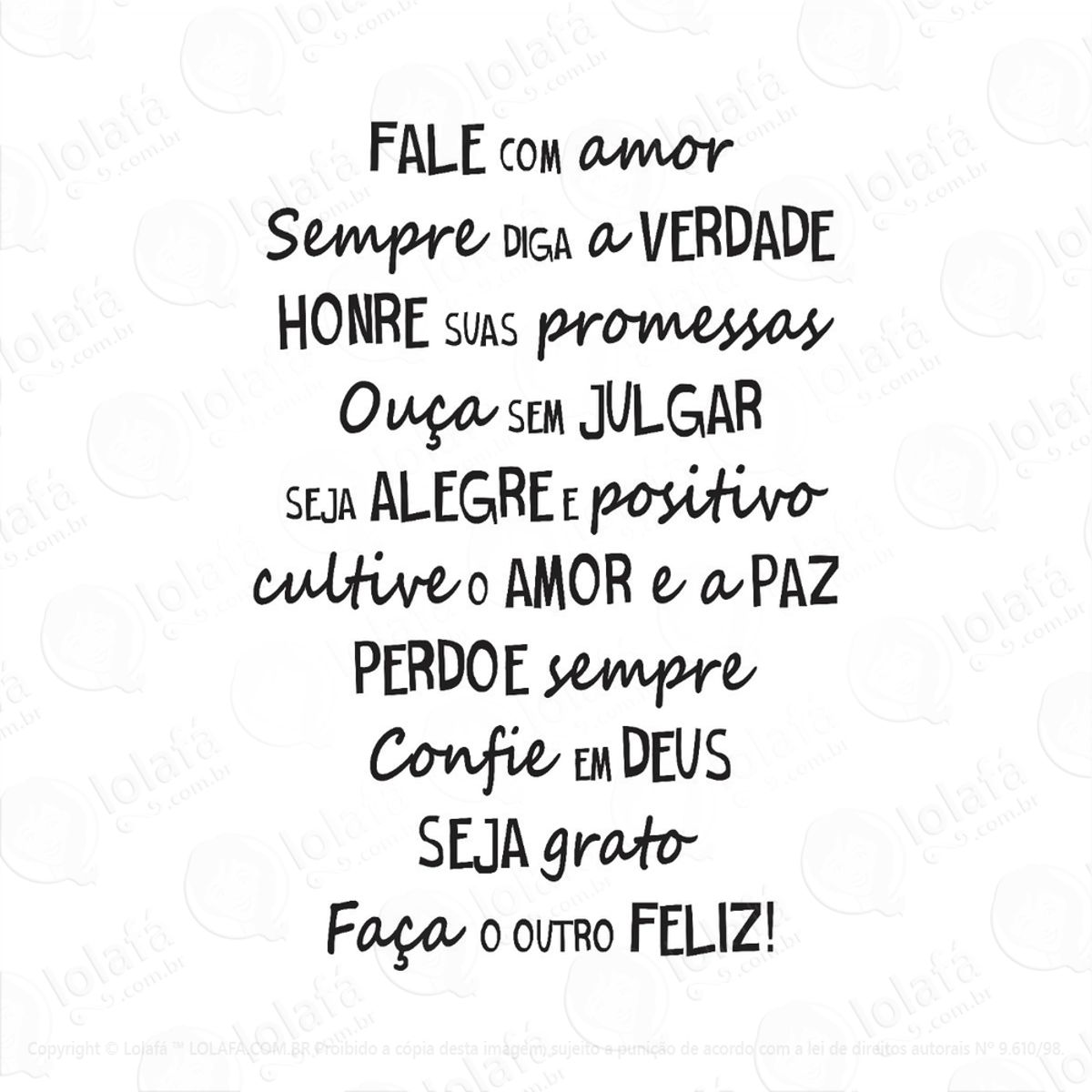 Adesivo Parede Quarto Sala Frase Fale Com Amor Mod:1063