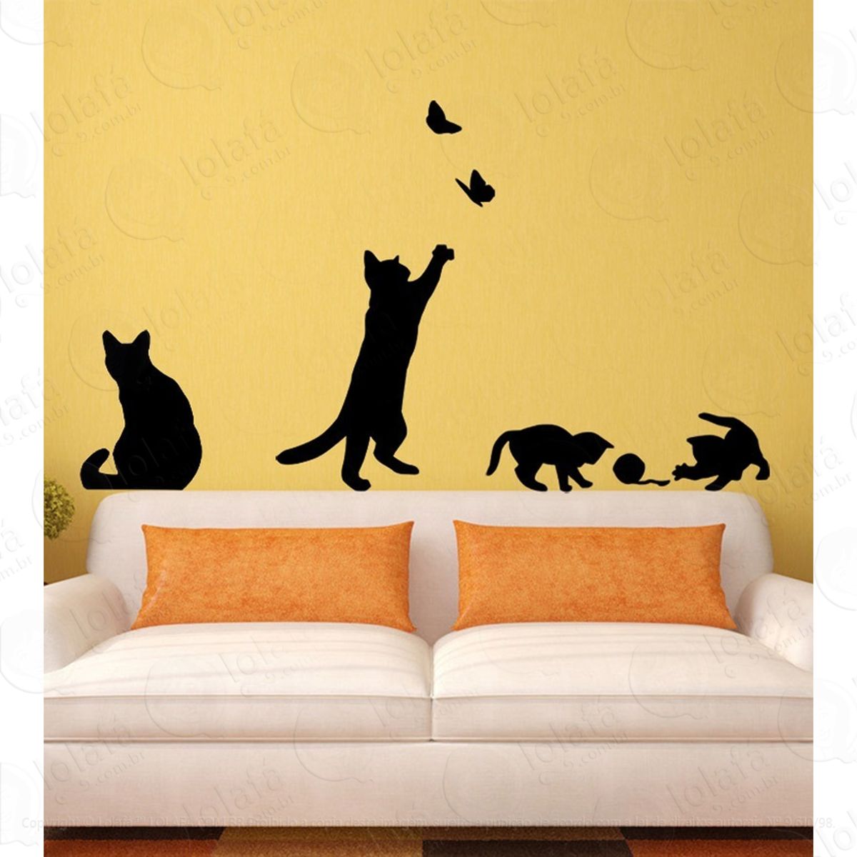 Adesivo De Parede Decorativo Gatinhos Brincando Mod:1094