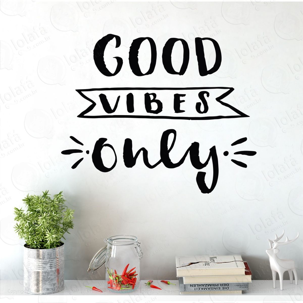 Adesivo De Parede Decorativo Good Vibes Only Mod:1096