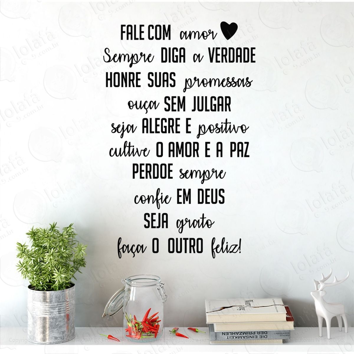 Adesivo de Parede Frase Fale Com Amor Seja Grato Perdoe Mod:1108