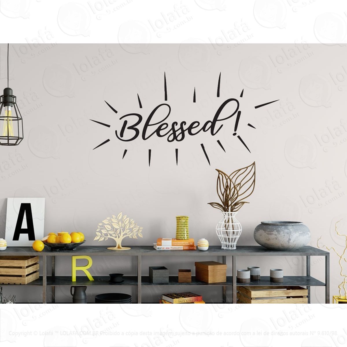 Adesivo Decorativo Palavra Blessed Para Sala Ou Quarto Mod:1113