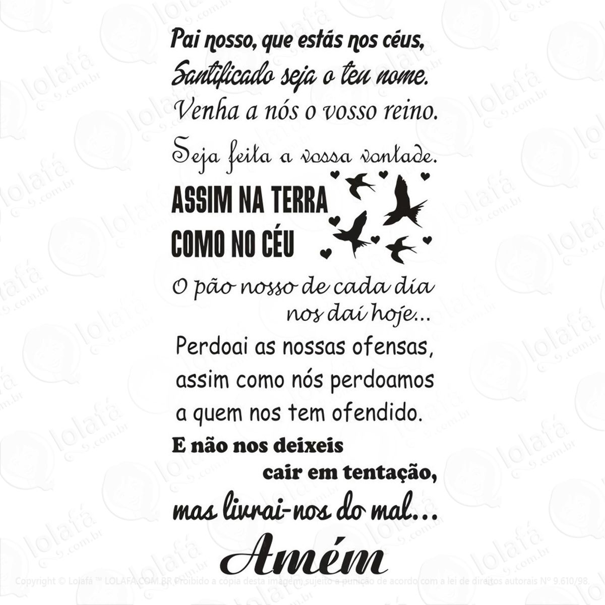 Adesivo Decorativo De Parede Quarto Sala Oração Pai Nosso Mod:1125