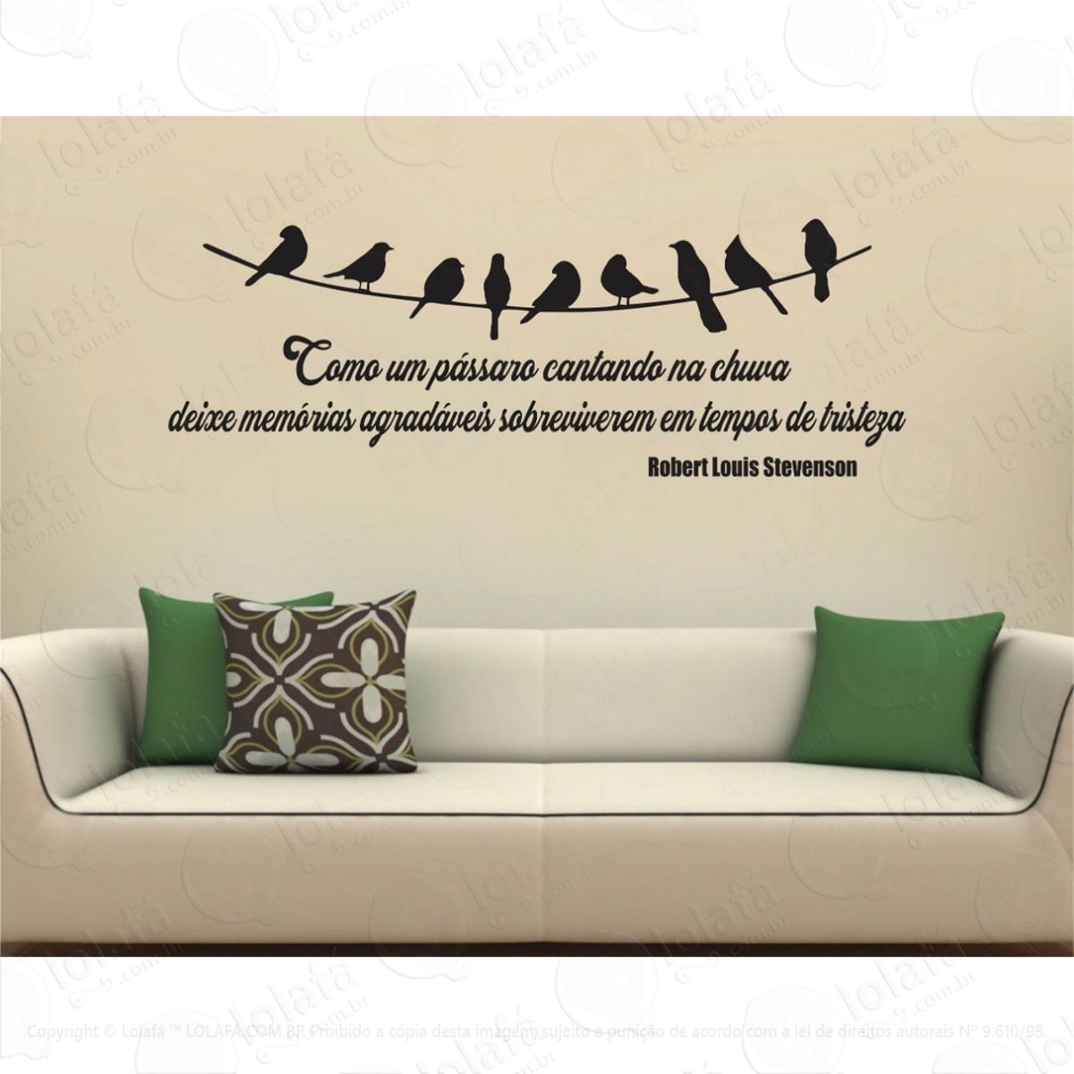 Adesivo De Parede Frase Quarto Sala Como Um Pássaro Grande Mod:1126