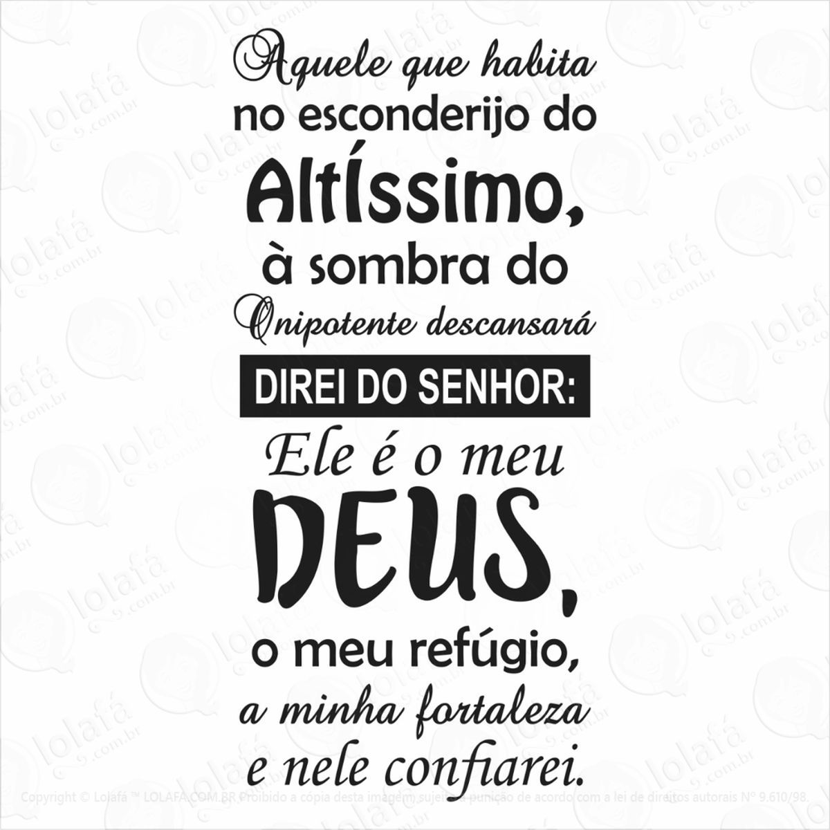 Adesivo Parede Religioso Fé Salmos 91 Aquele Que Habita Mod:1132