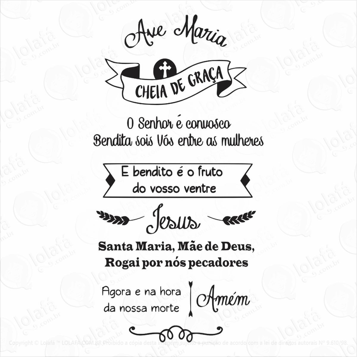 Adesivo Decorativo De Parede Quarto Sala Oração Ave Maria Mod:1136