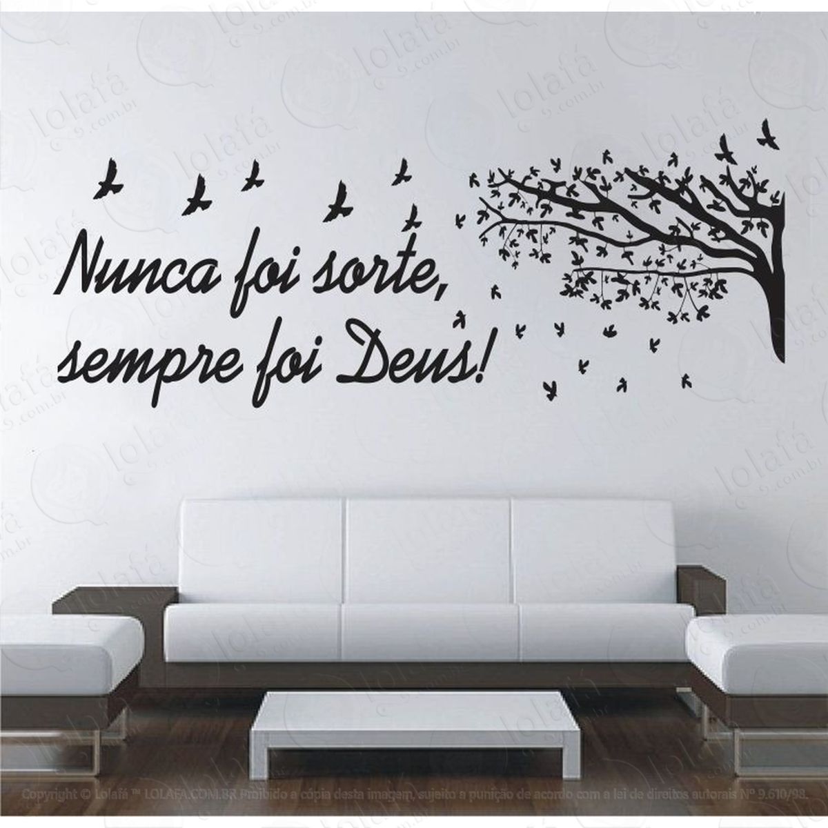 Adesivo Frase De Parede Nunca Foi Sorte Sempre Foi Deus Mod:1142
