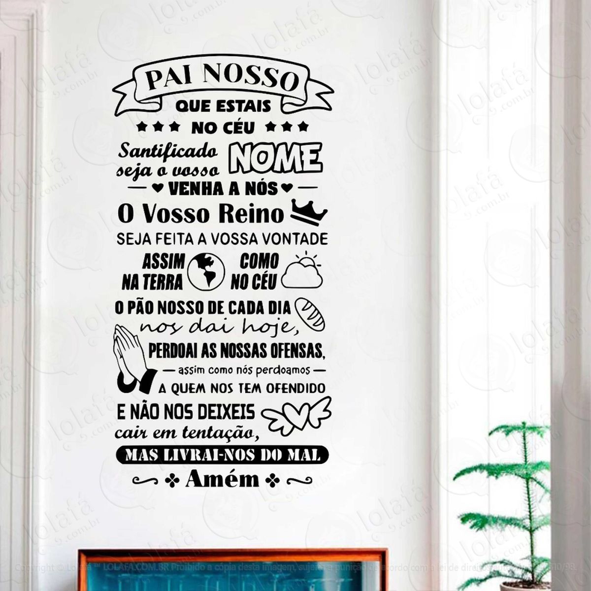Adesivo De Parede Quarto Sala Oração Pai Nosso Mod:1177