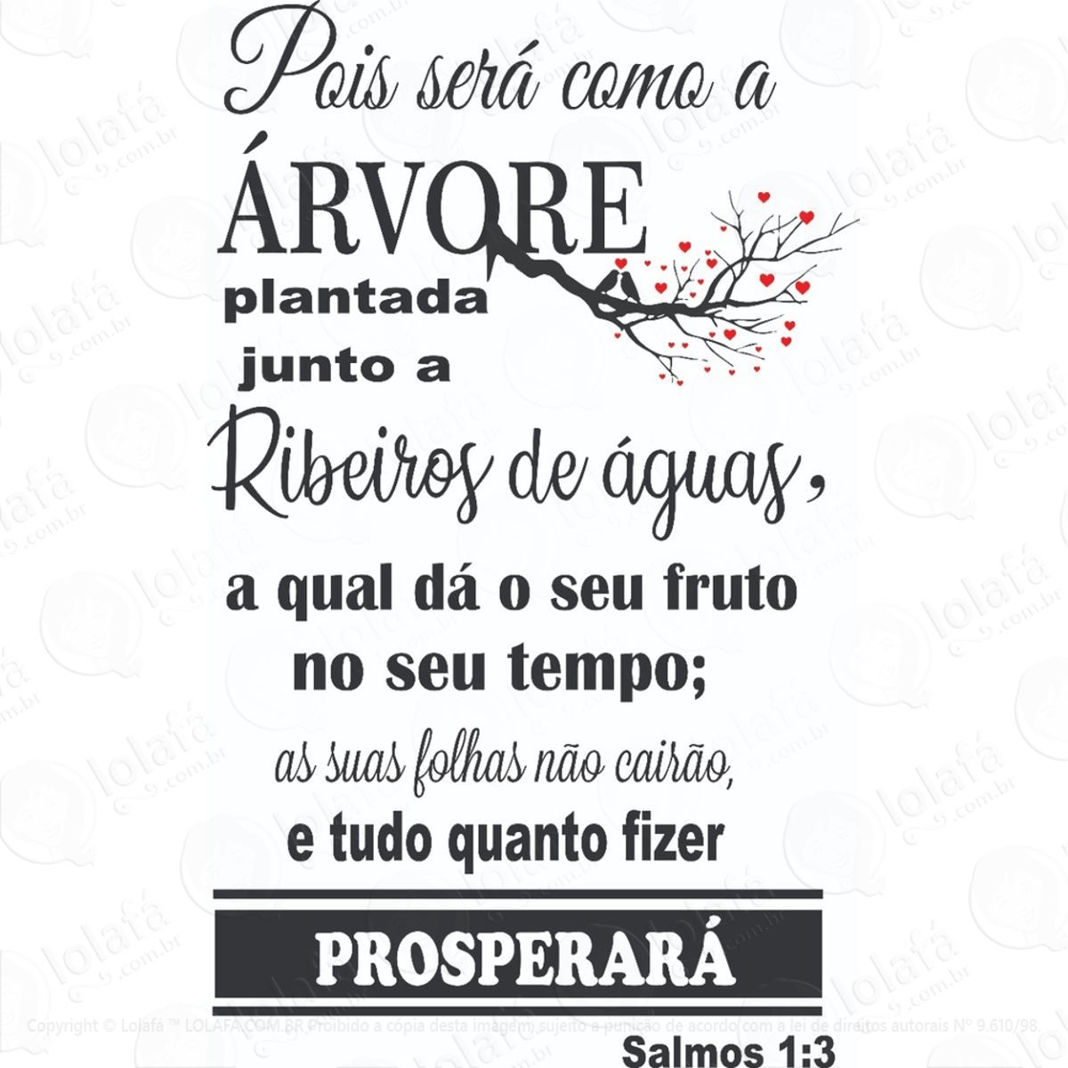 Adesivo De Parede Versículos Da Biblia Salmos 1:3 Mod:1188