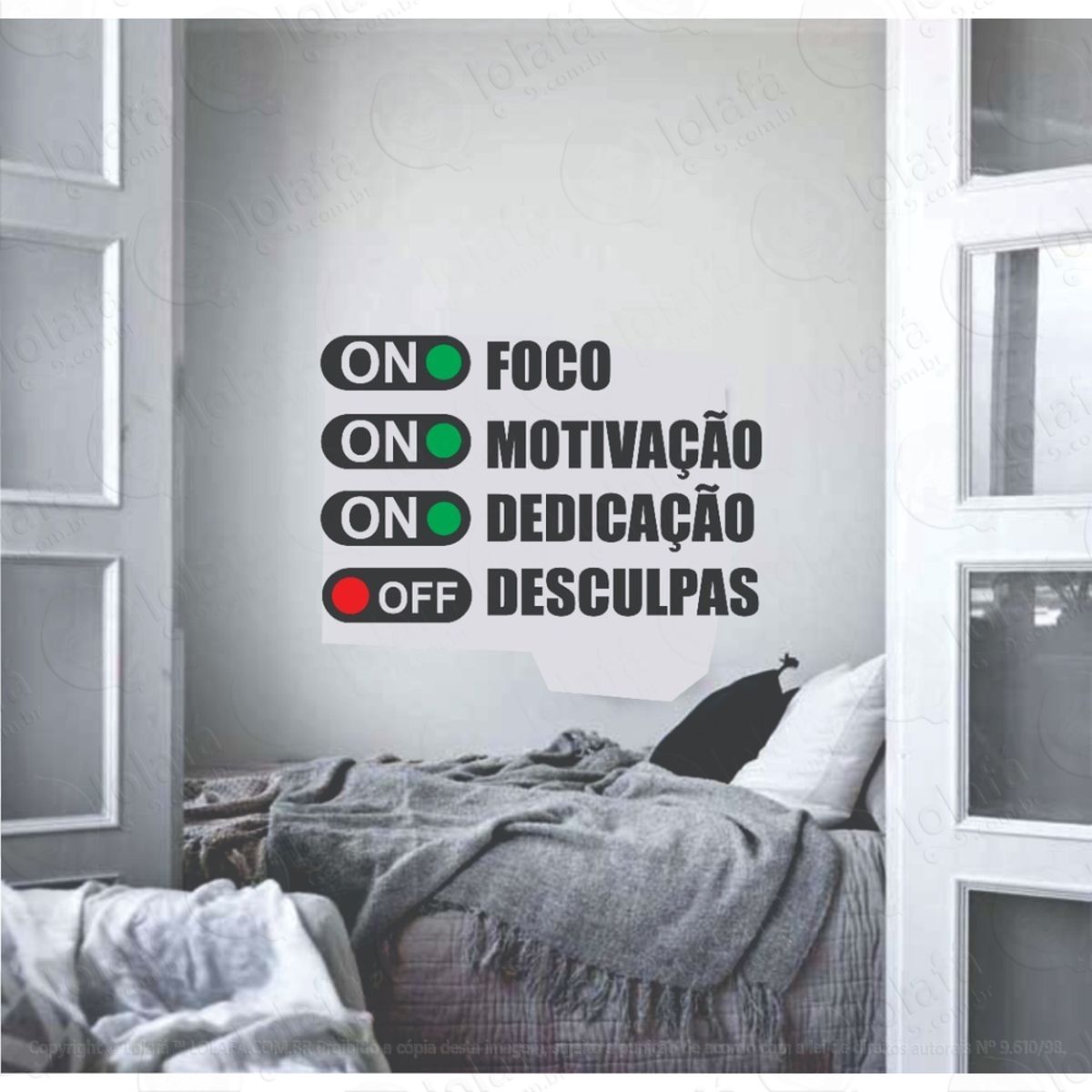 Adesivo De Parede Decorativo Academia Musculação On Off Mod:1198