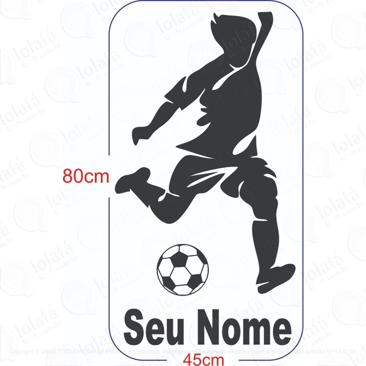 Adesivo Parede Porta- Futebol Jogador Personalizado Nome Mod:1199