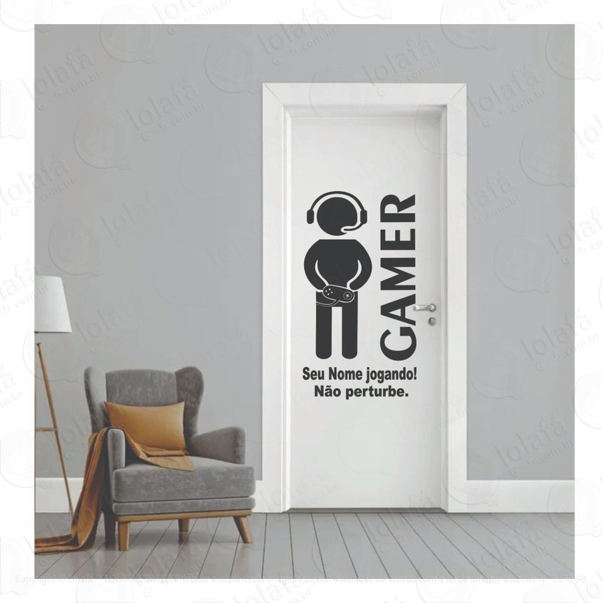 Adesivo Decorativo Gamer Porta Personalizado Nome Controle Mod:1206