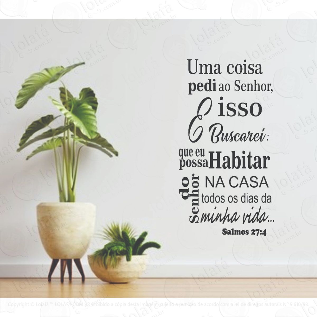 Adesivo Decoração Parede Frase Bíblica Religioso Salmos 27:4 Mod:1217