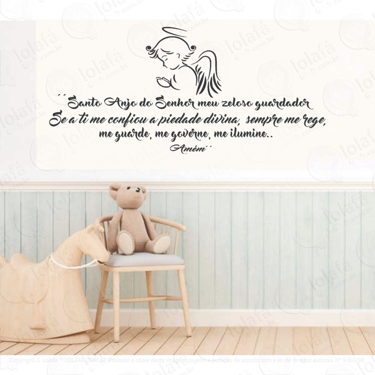 Adesivo Decorativo De Parede Oração Santo Anjo Infantil Mod:1221