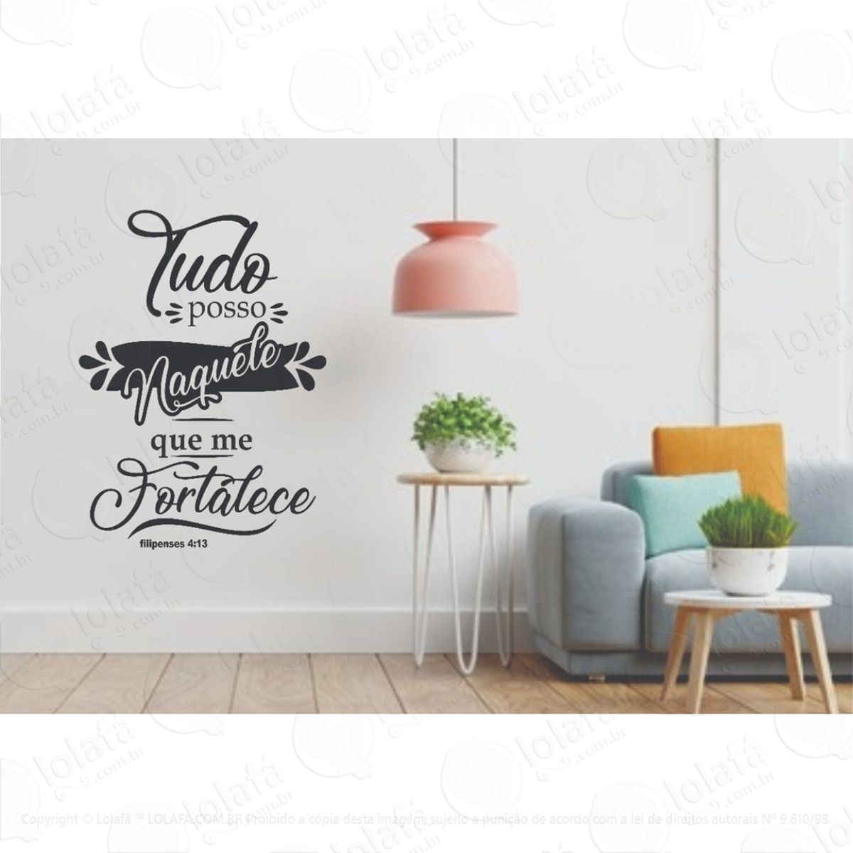 Adesivo Decorativo Tudo Posso Salmo Filipenses 4:13 Mod:1227