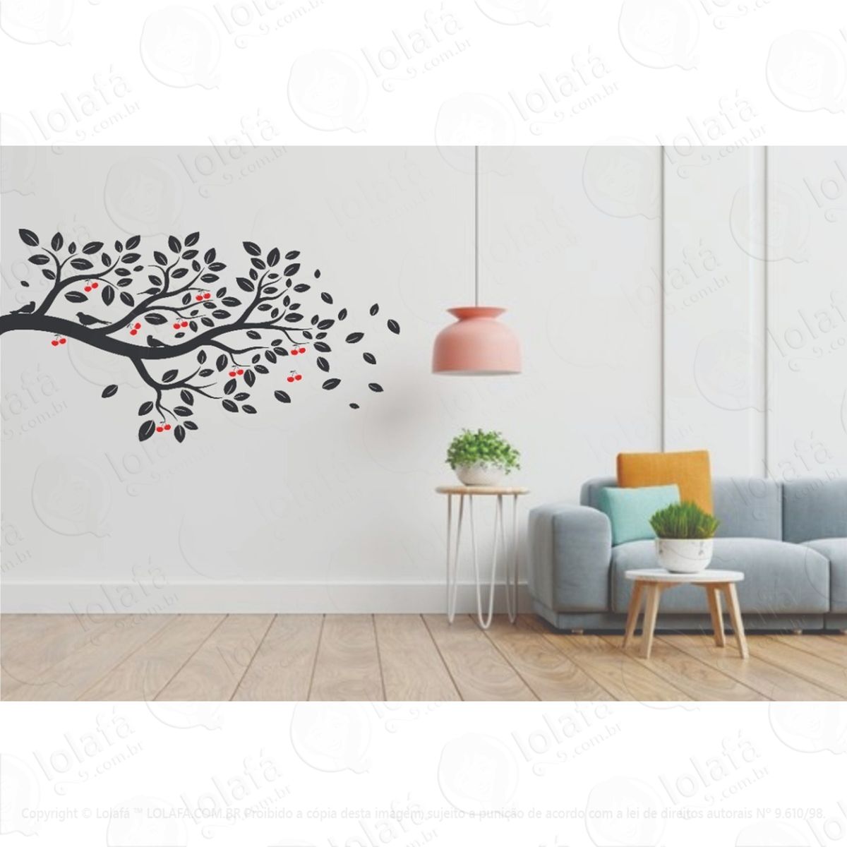 Adesivo Decorativo Galhos E Pássaros Cereja Mod:1228