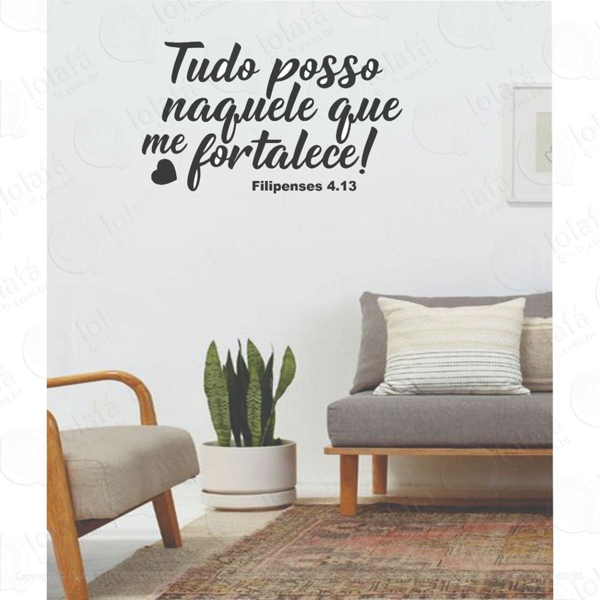 Adesivo Decorativo Tudo Posso Salmo Filipenses 4:13 Mod:1232