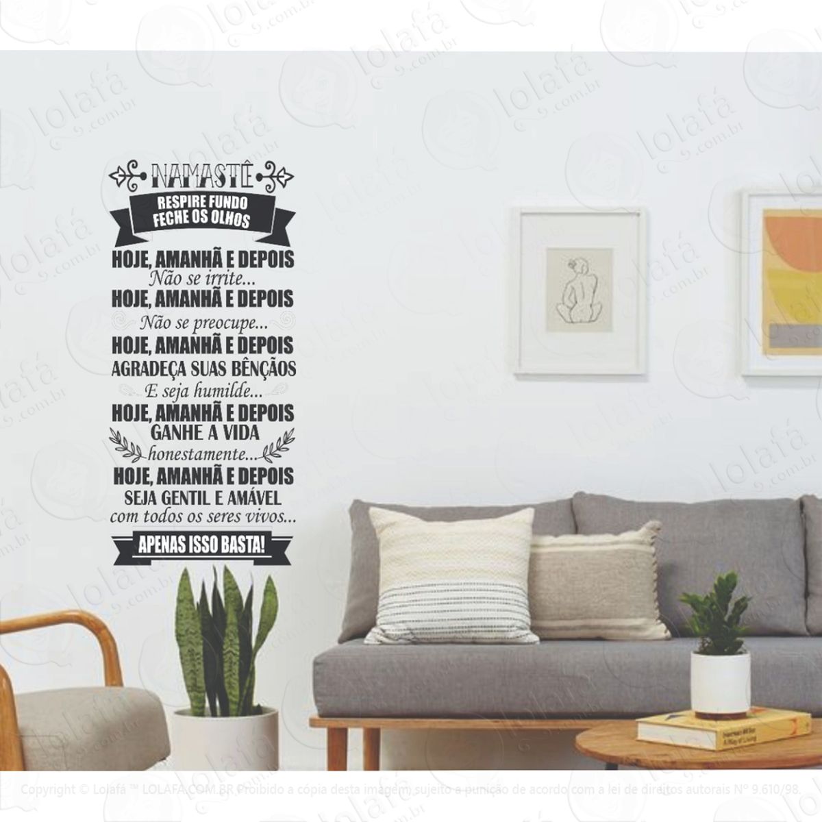 Adesivo Decorativo De Parede Namastê Apenas Isso Basta Mod:1236