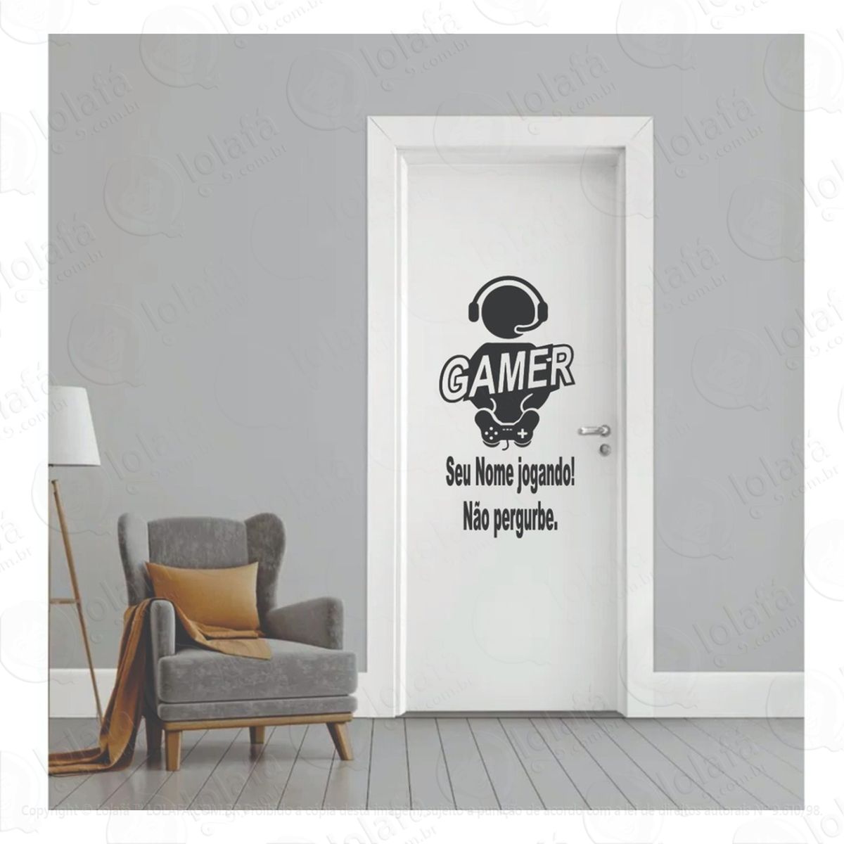 Adesivo Decorativo Gamer Porta Personalizado Nome Controle Mod:1248