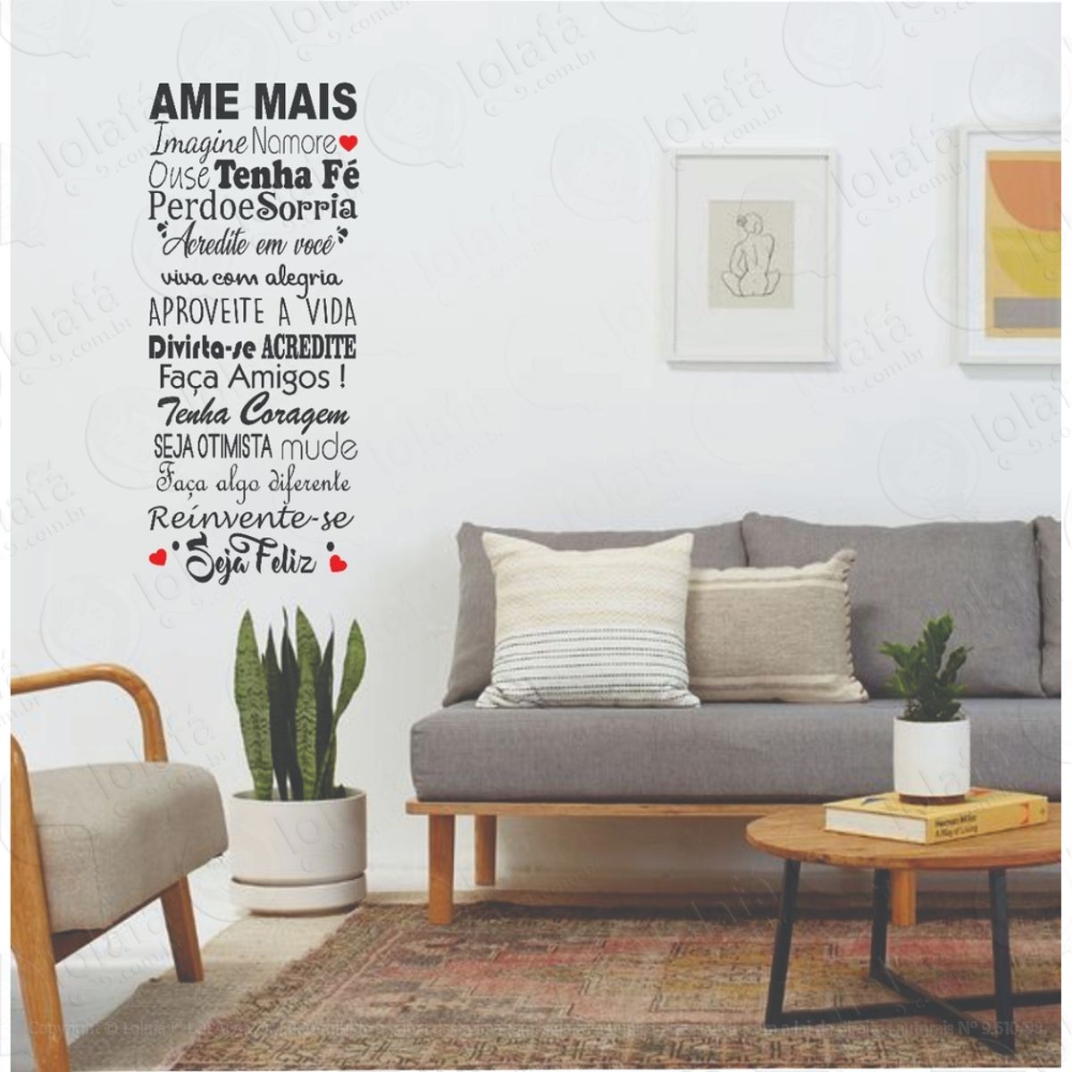 Adesivo Decorativo De Parede Quarto Sala Ame Mais Imagine Mod:1253