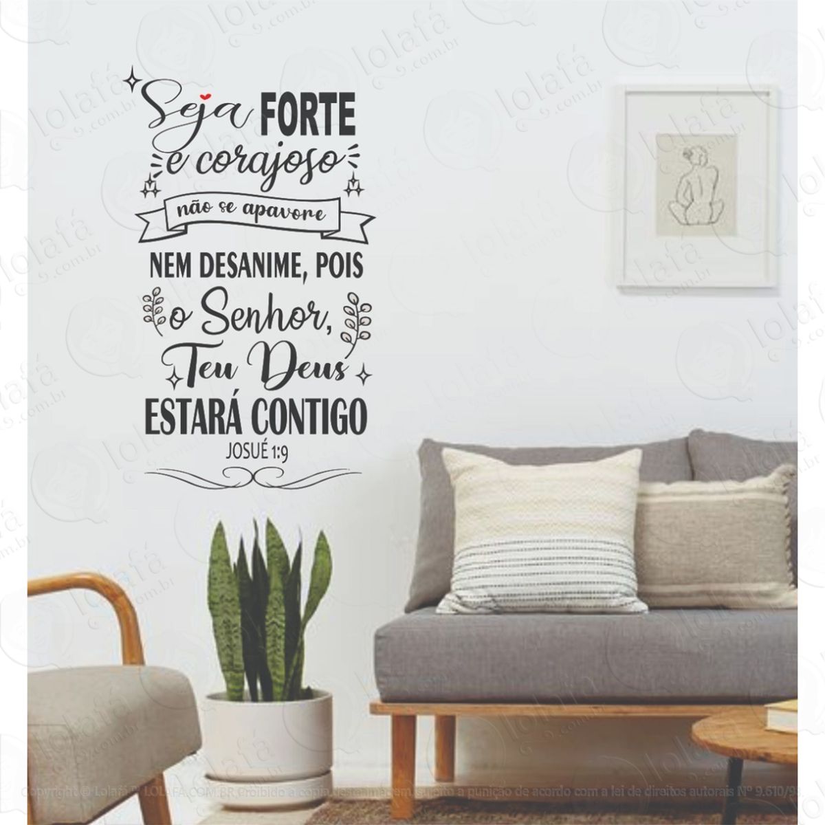 Adesivo Decorativo Seja Forte Teu Deus Estará Contigo Salmo. Mod:1265
