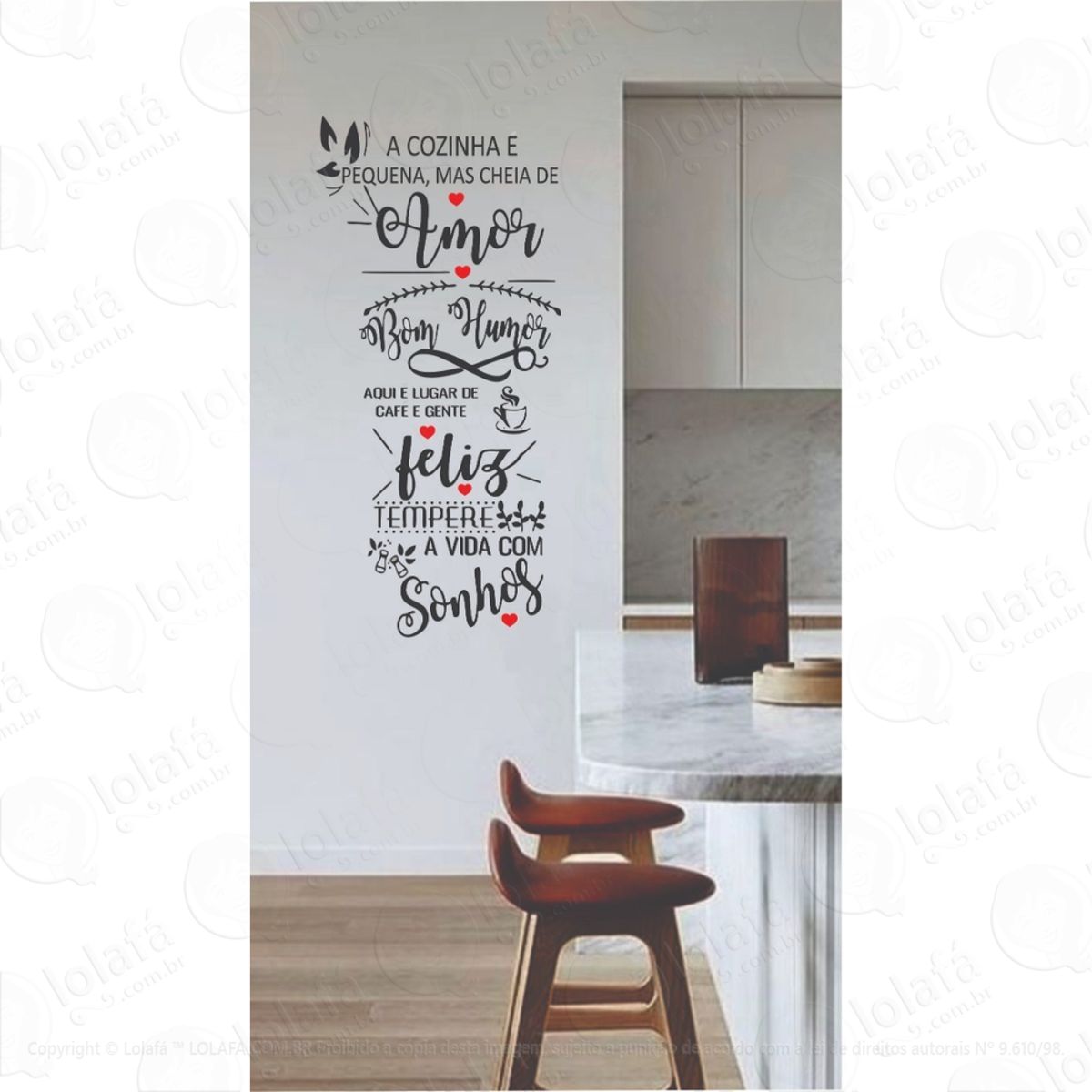 Adesivo Decorativo De Parede Frase Bom Humor Cozinha Mod:1272