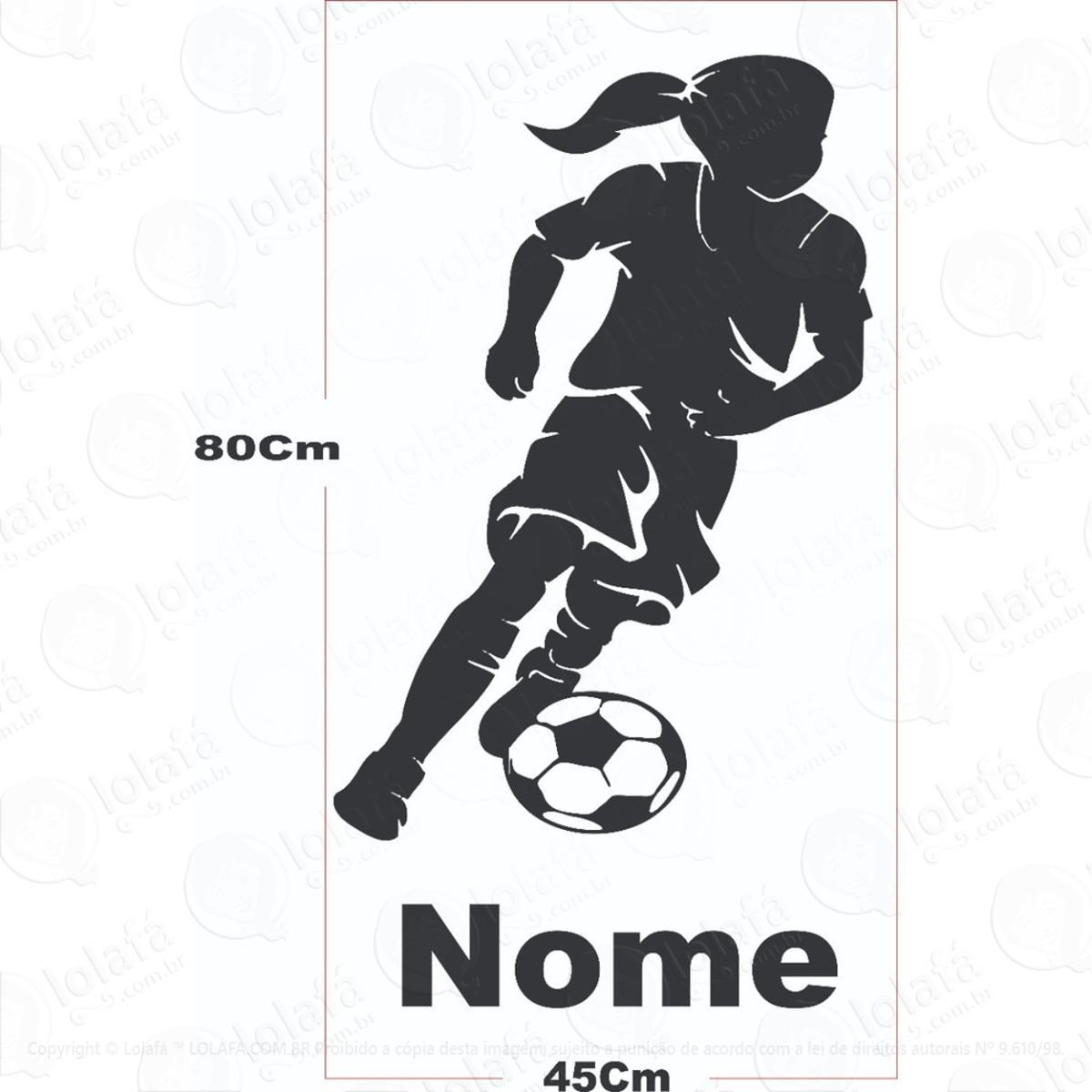 Adesivo De Parede Bola Jogadora Futebol Menina Mod:1283