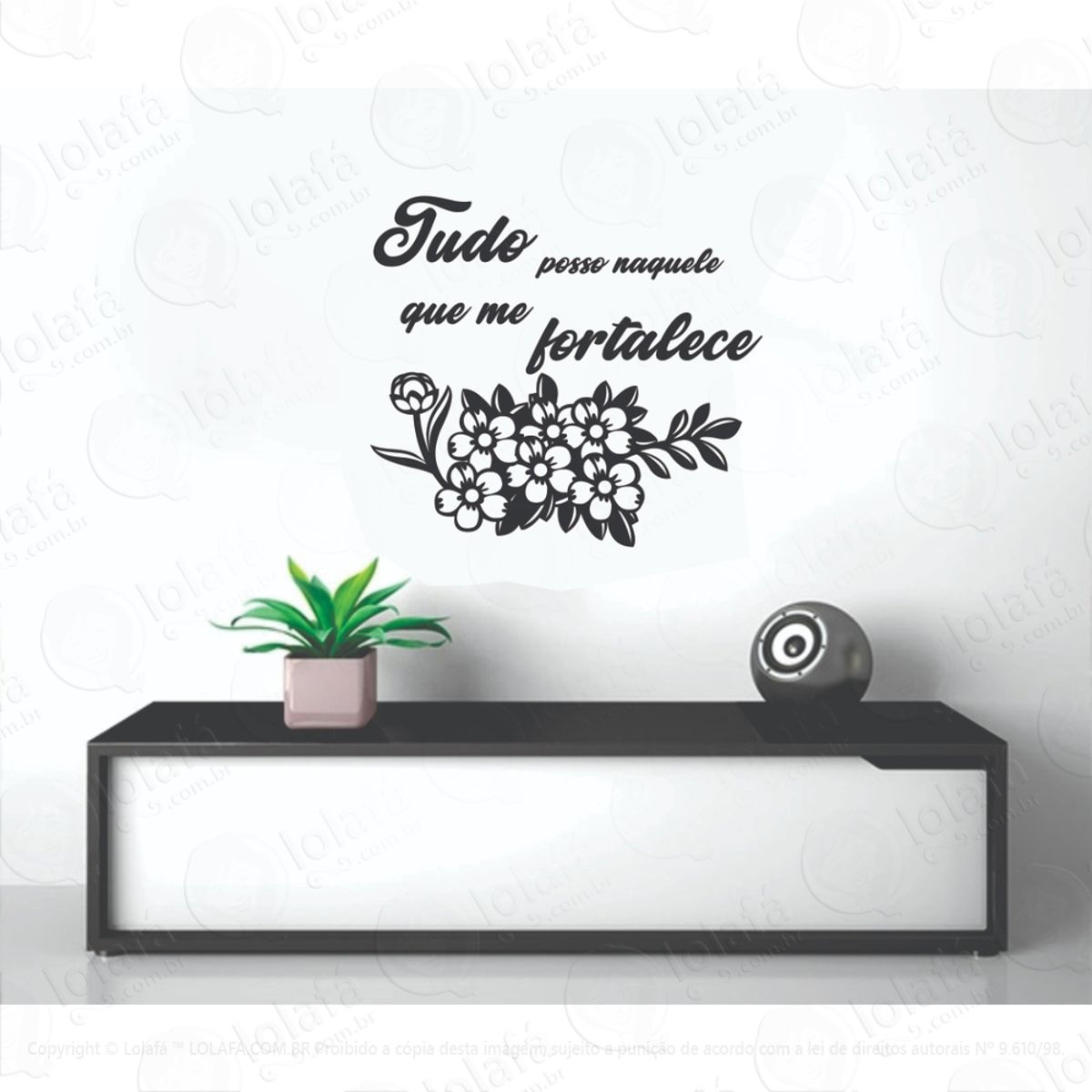 Adesivo Decorativo Tudo Posso Salmo Filipenses 4:13 Mod:1294