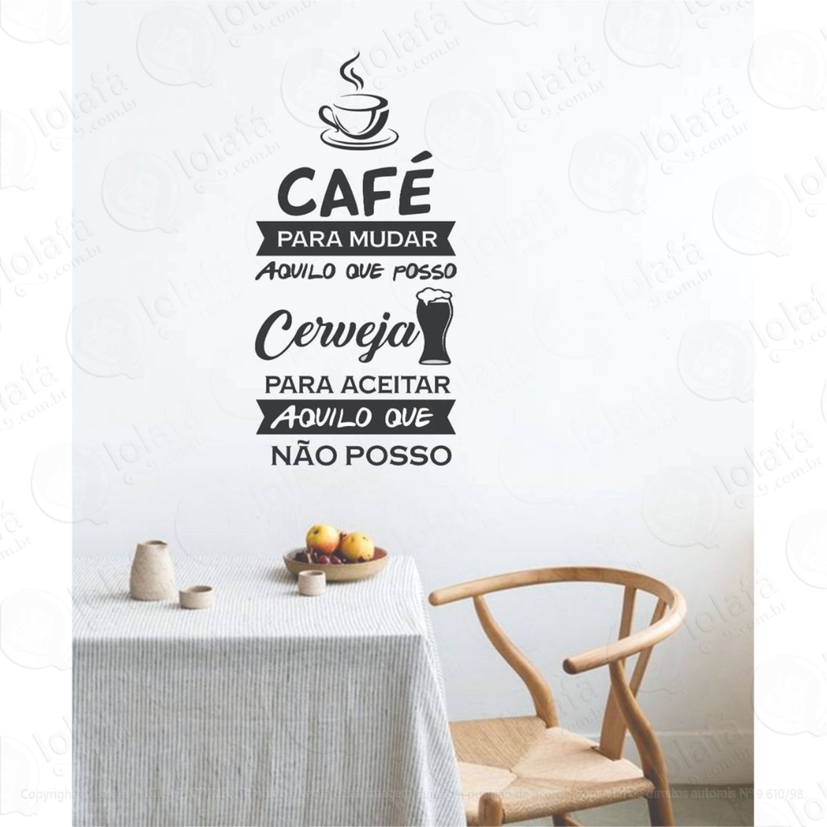 Adesivo Parede Frase Café Para Mudar Cerveja Para Aceitar Mod:1307