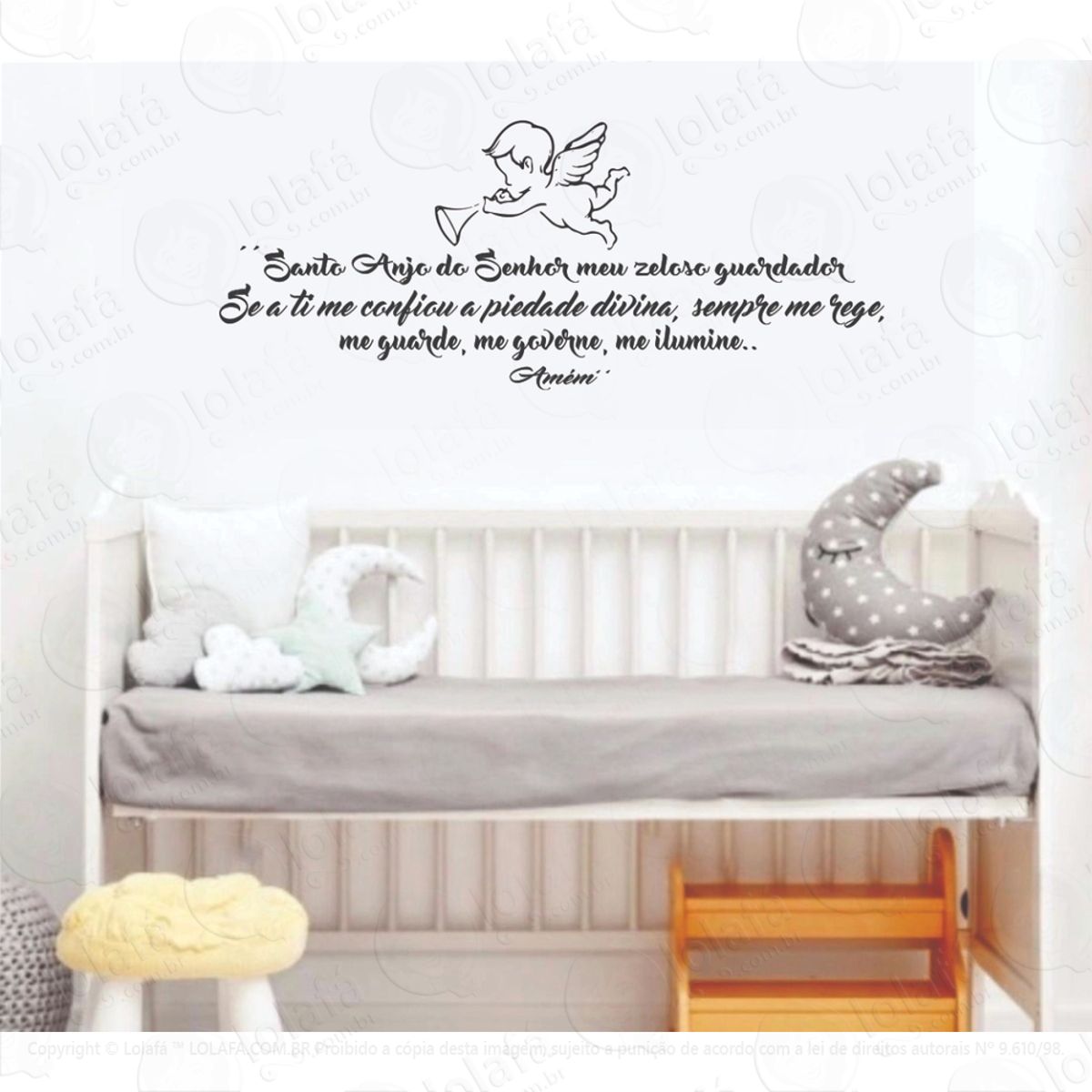 Adesivo Decorativo De Parede Oração Santo Anjo Infantil Mod:1309